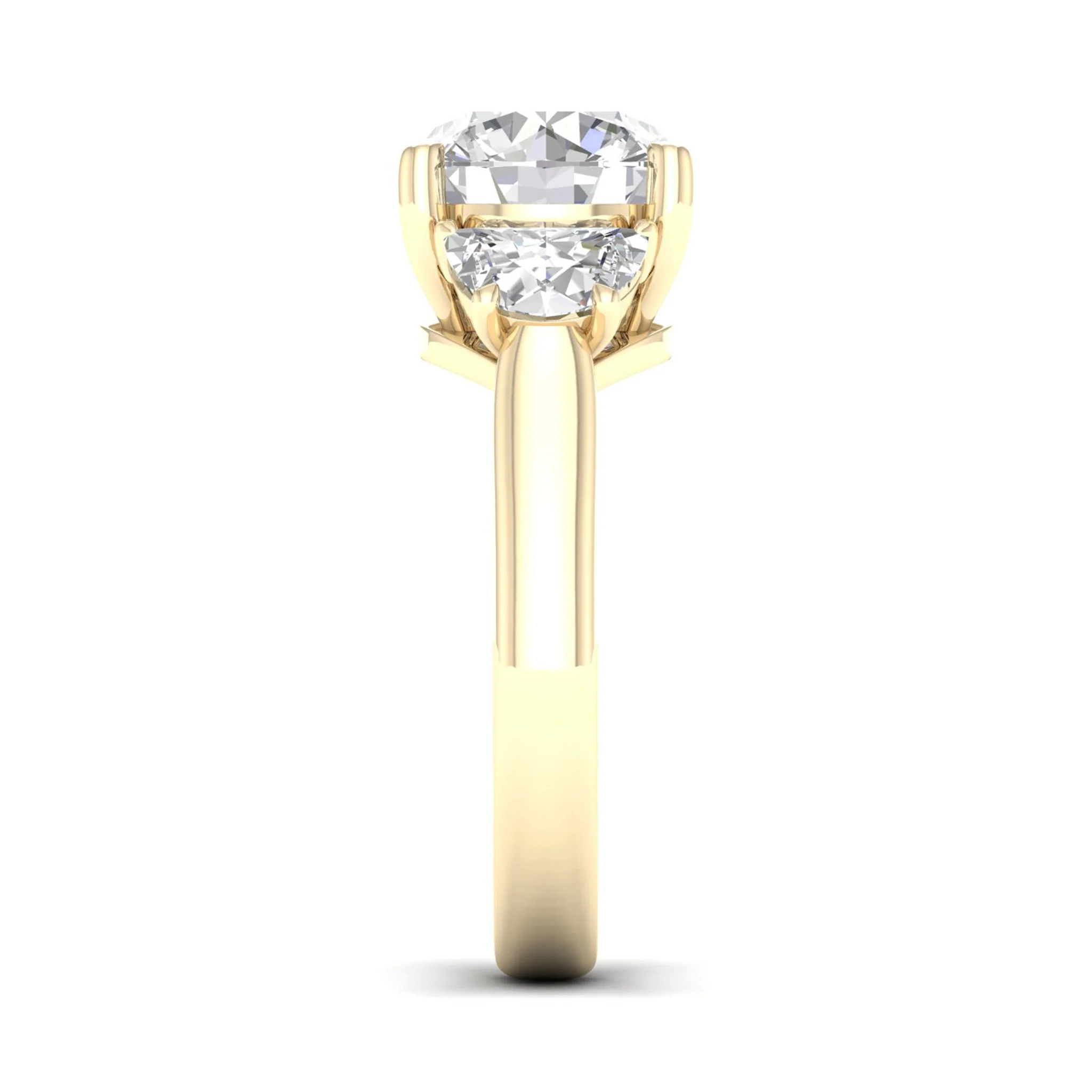 2 1/2 ctw Round Halfmoon Three Stone Ring - Image 3