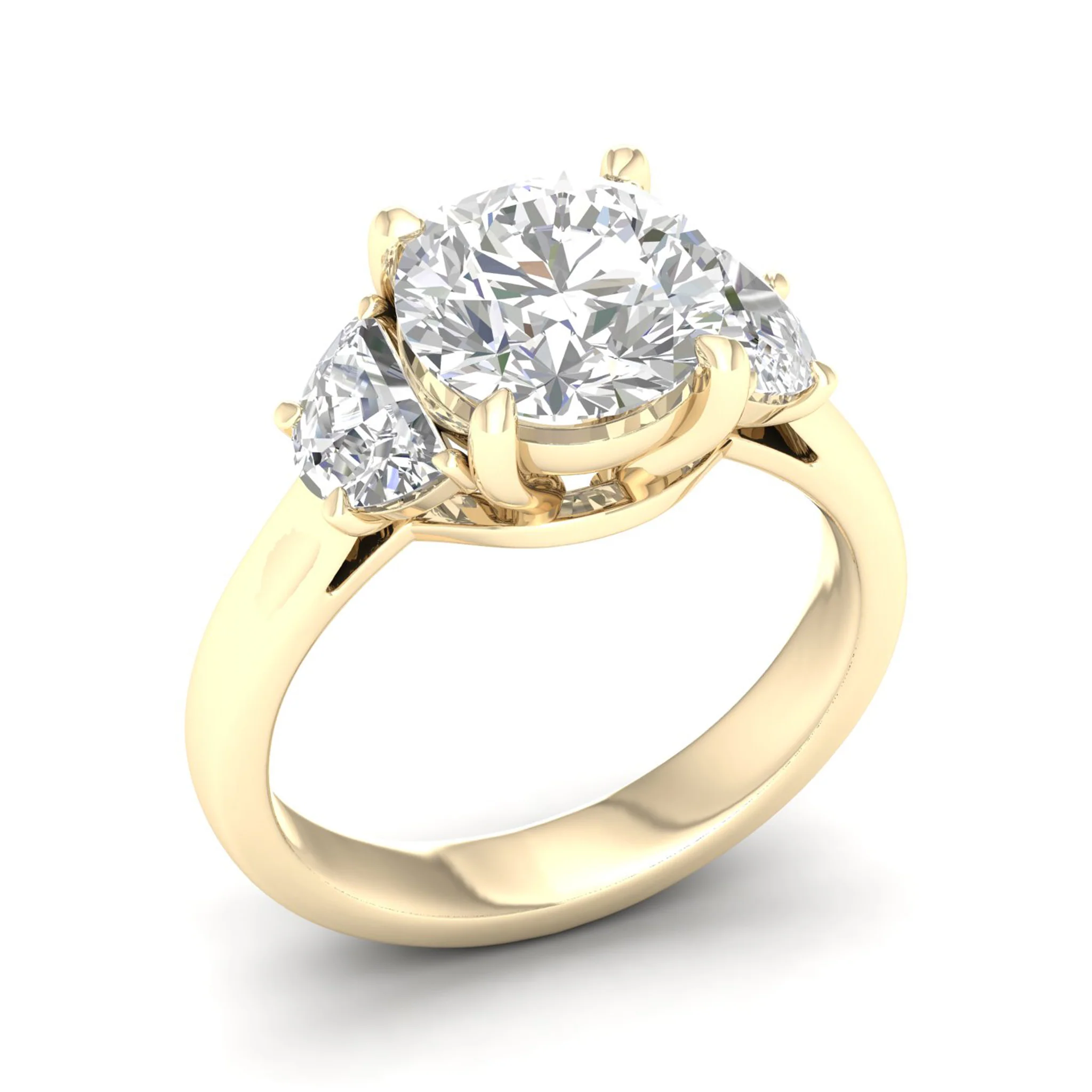 2 1/2 ctw Round Halfmoon Three Stone Ring - Image 4