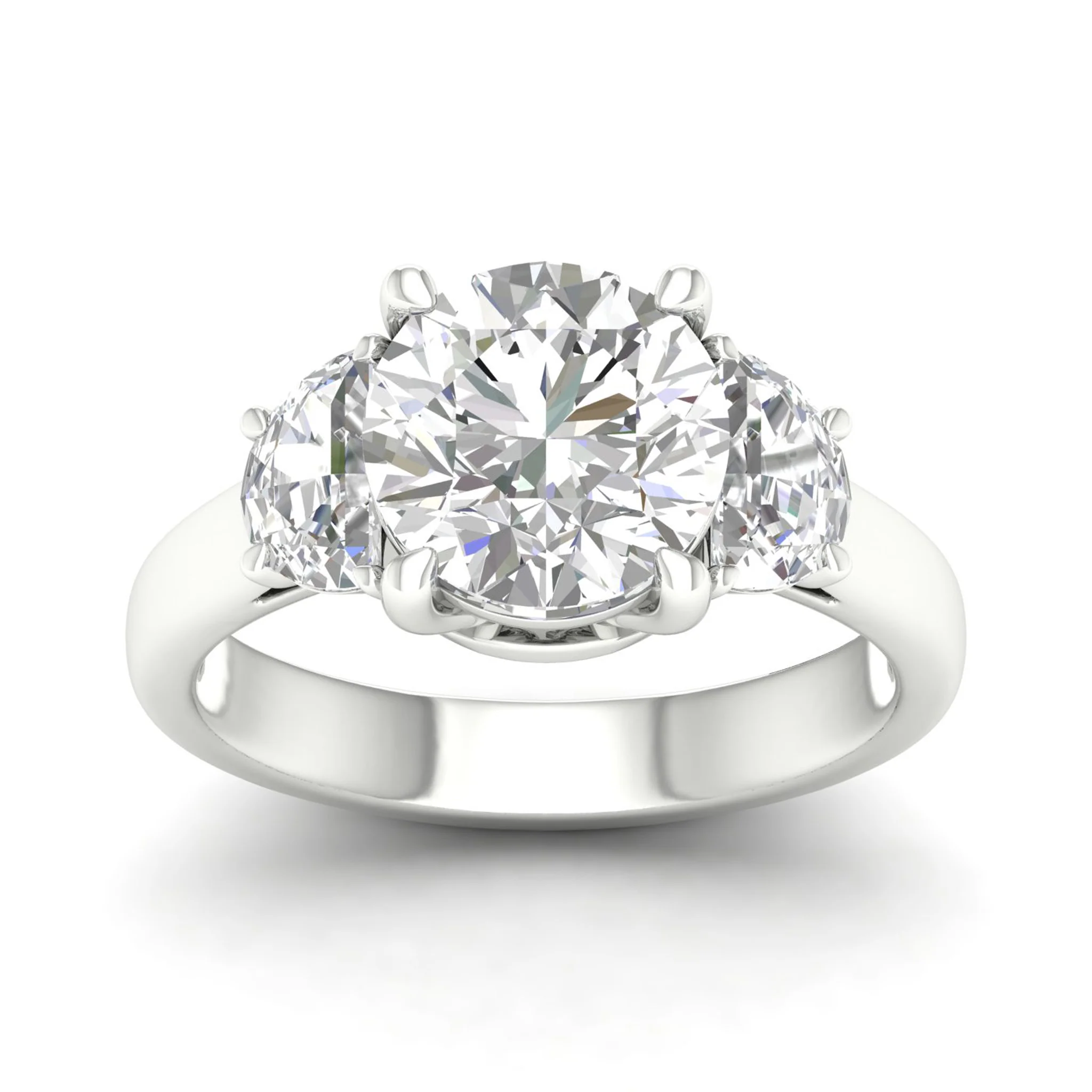 2 1/2 ctw Round Halfmoon Three Stone Ring - Image 5