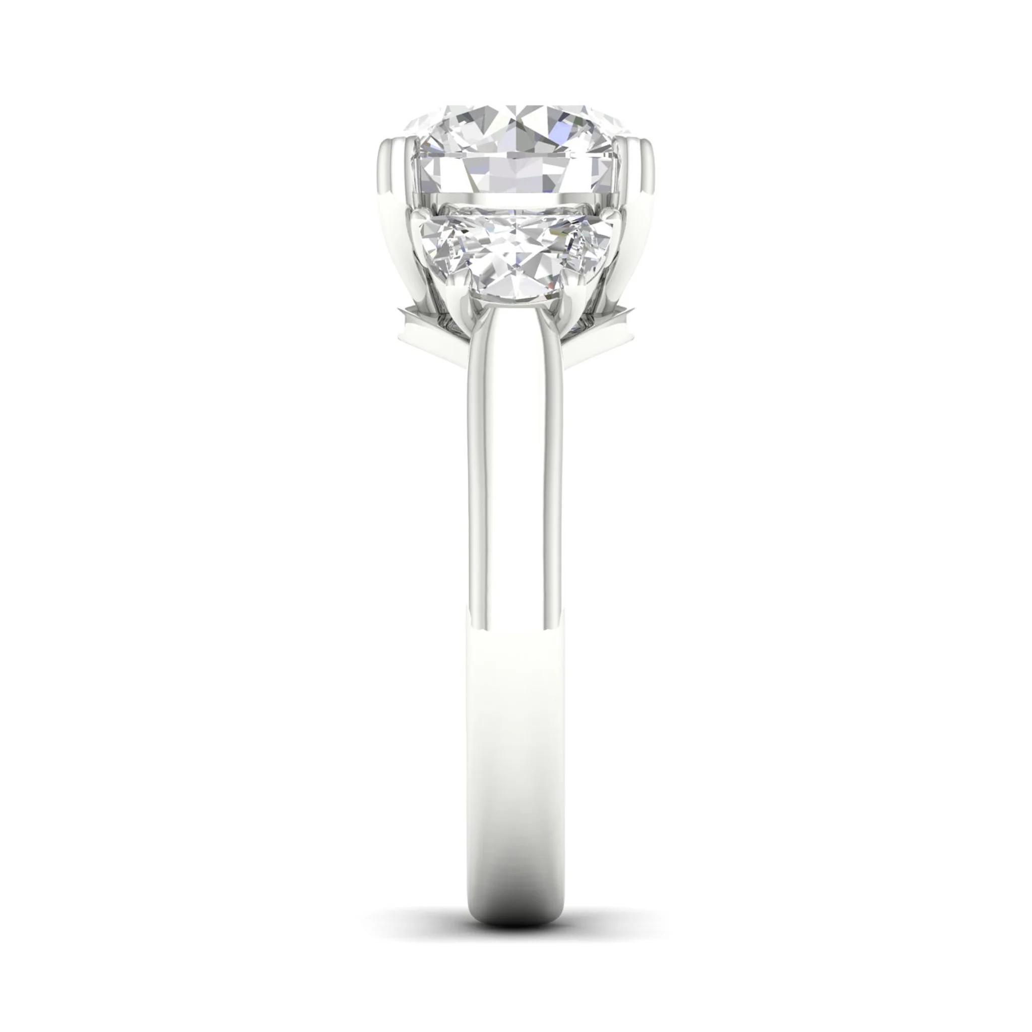 2 1/2 ctw Round Halfmoon Three Stone Ring - Image 7