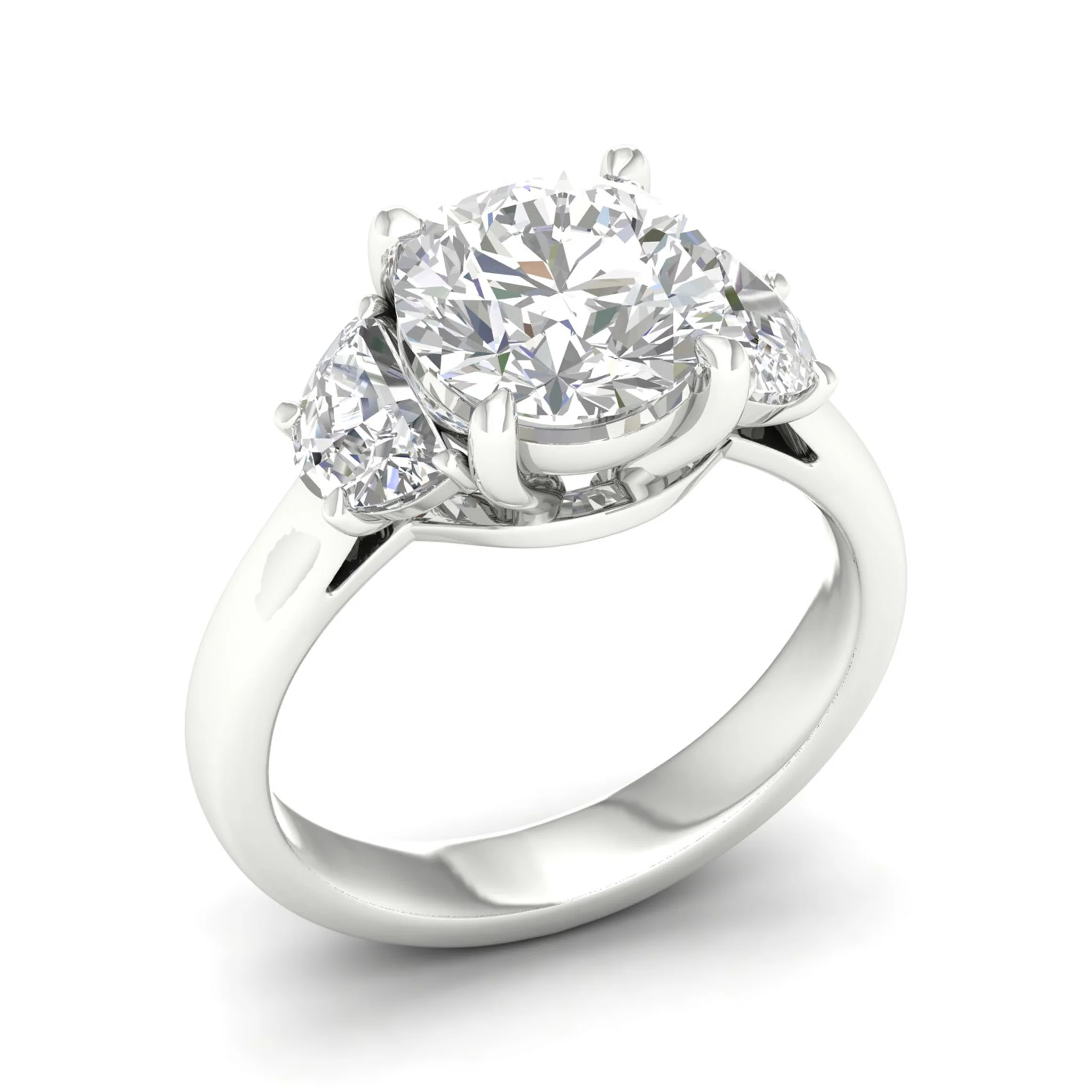 2 1/2 ctw Round Halfmoon Three Stone Ring - Image 8
