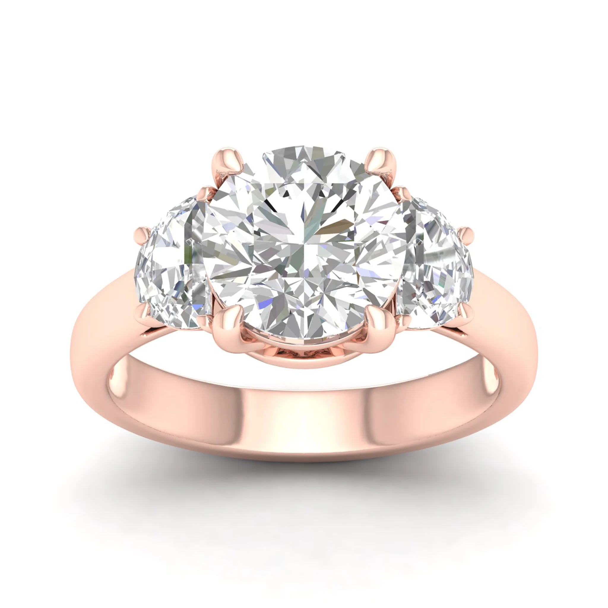 2 1/2 ctw Round Halfmoon Three Stone Ring - Image 9