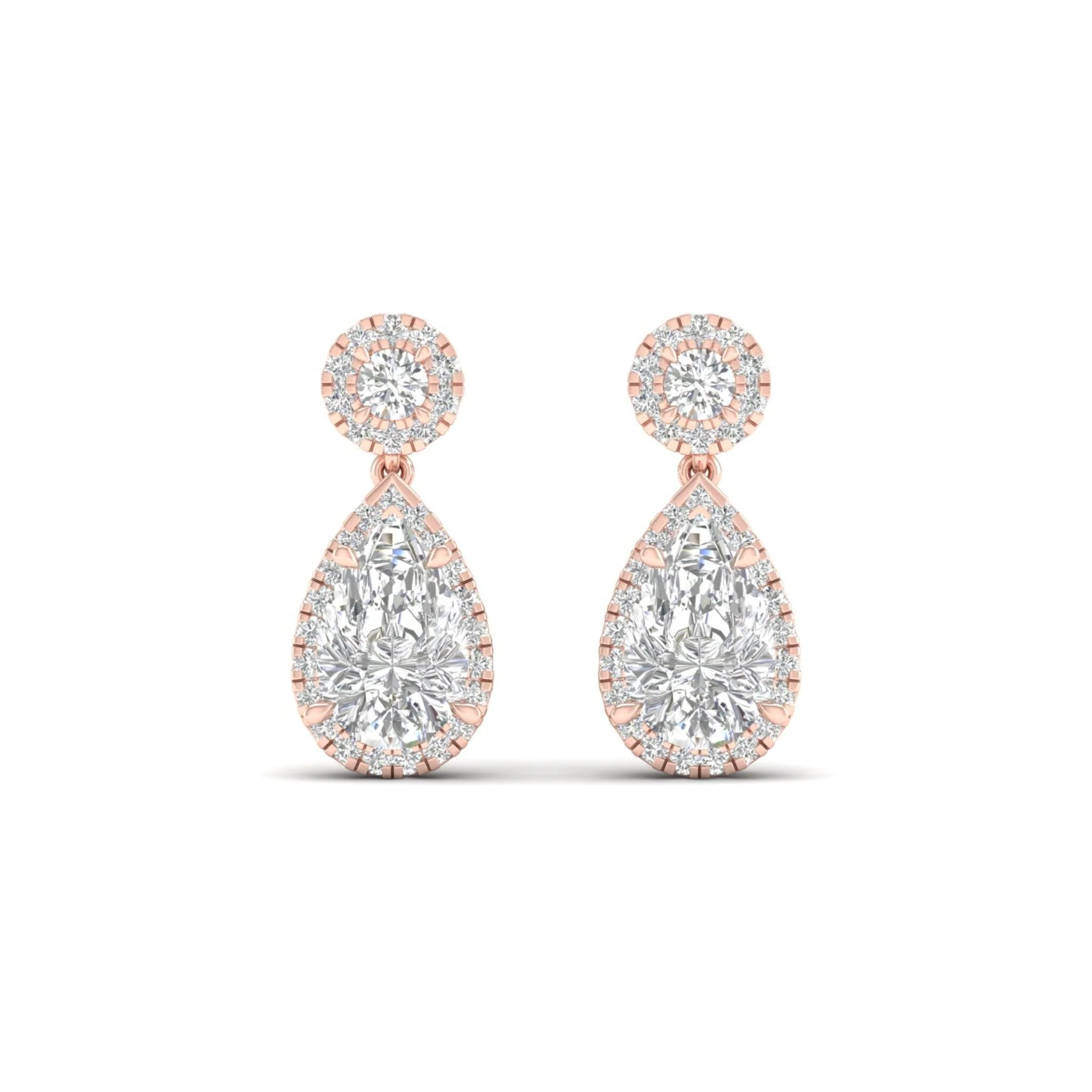 2 3/4 ctw Pear Drop Halo Fashion Earring - Image 10