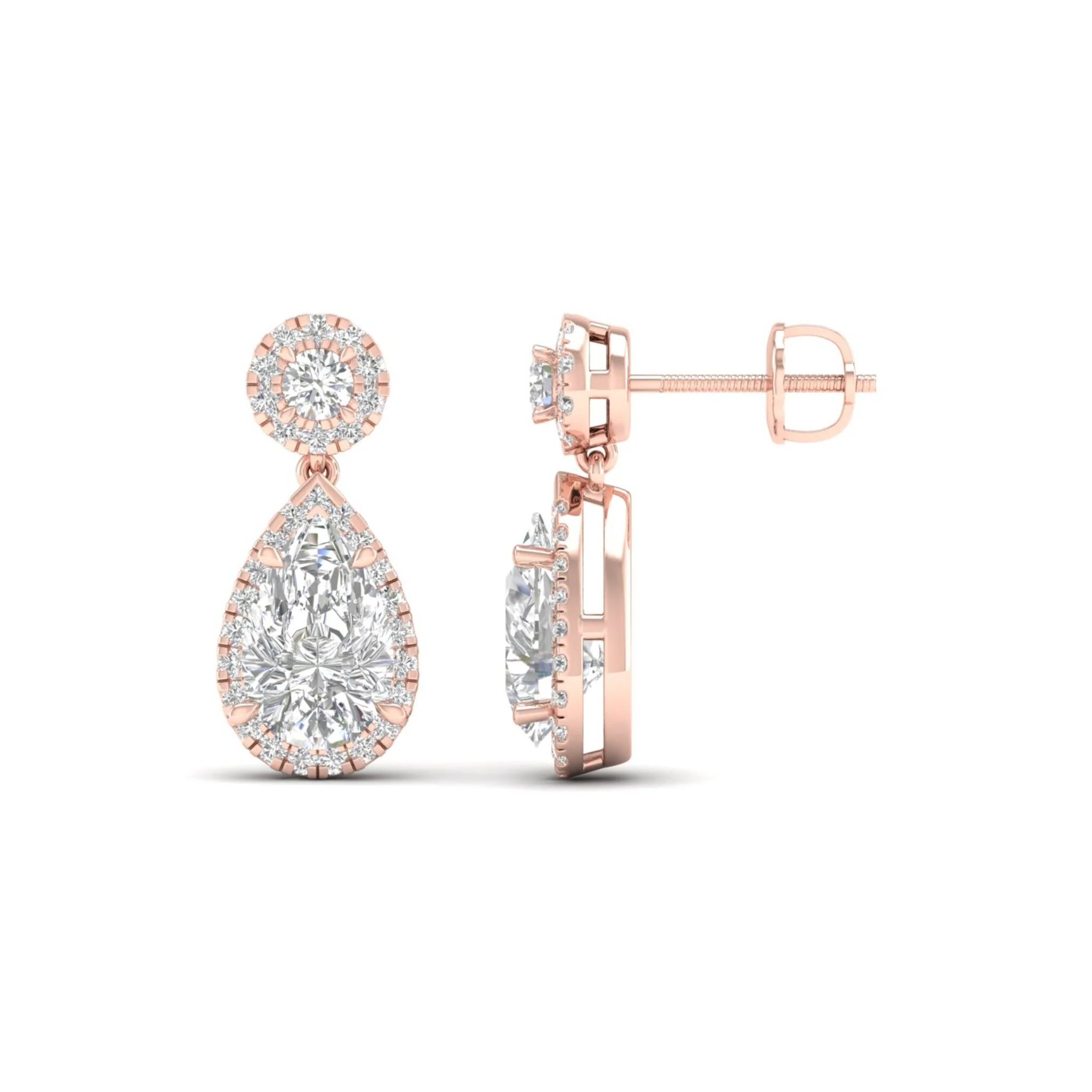 2 3/4 ctw Pear Drop Halo Fashion Earring - Image 11