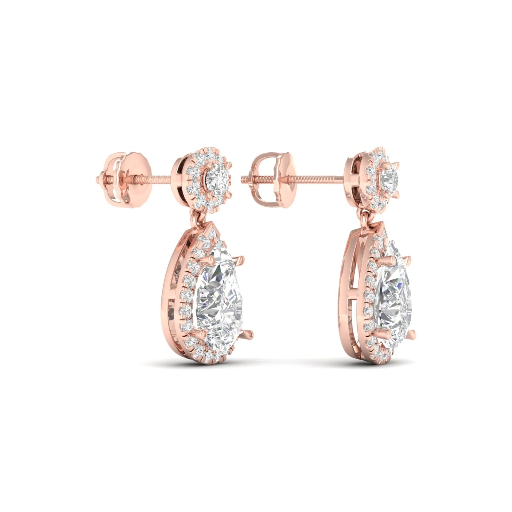 2 3/4 ctw Pear Drop Halo Fashion Earring - Image 12
