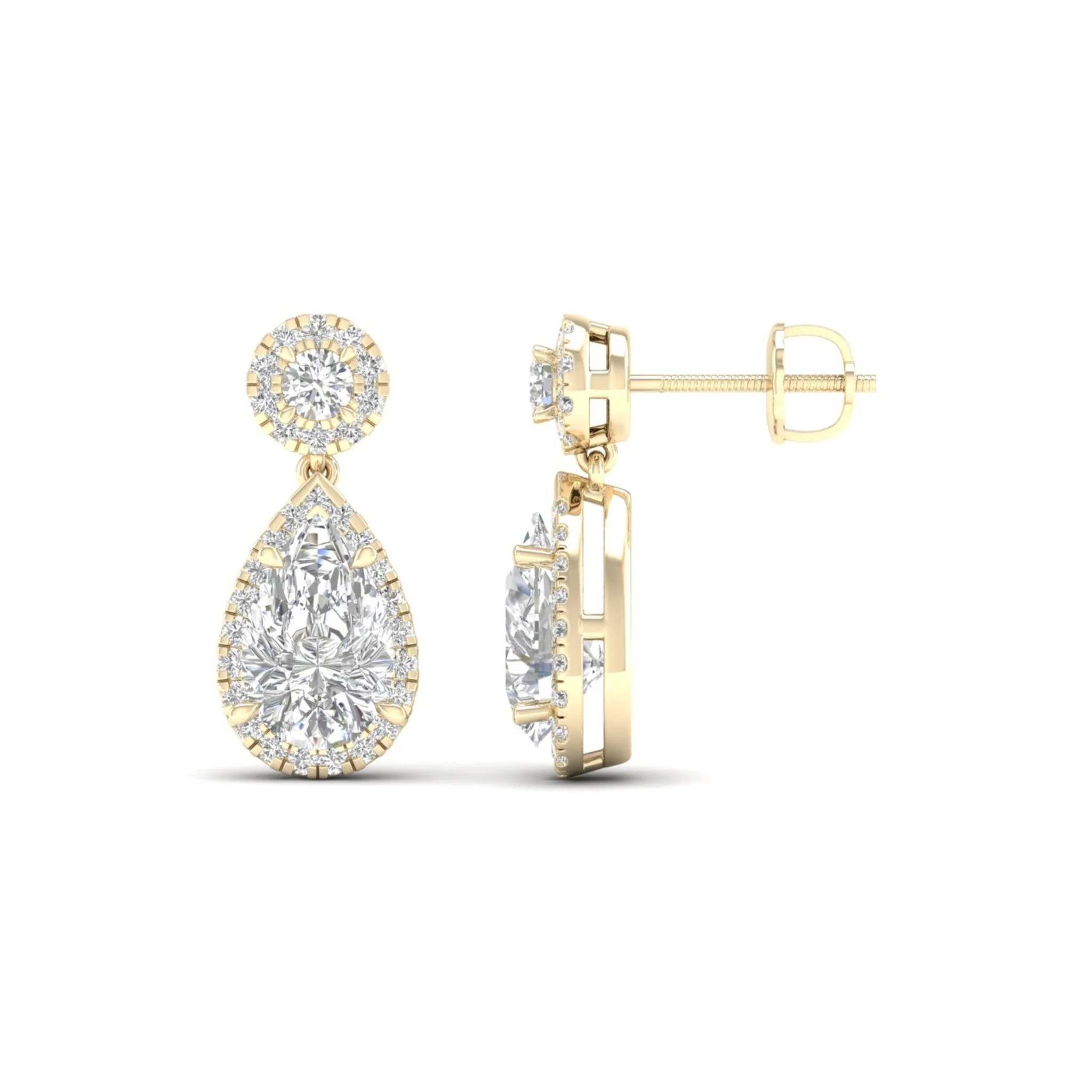 2 3/4 ctw Pear Drop Halo Fashion Earring - Image 3