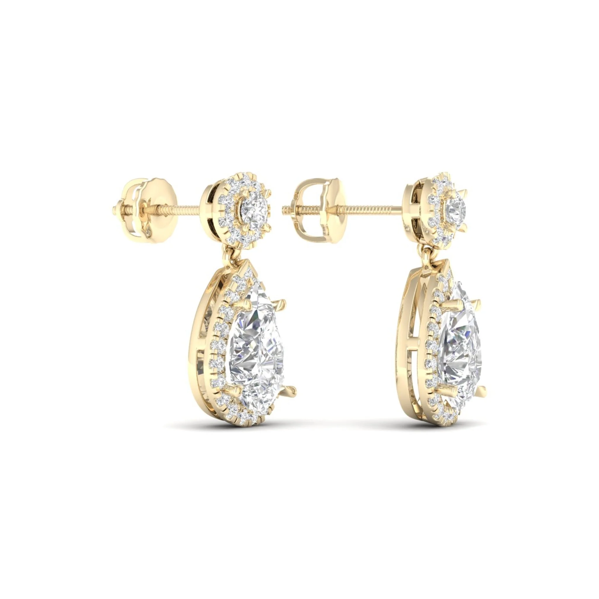 2 3/4 ctw Pear Drop Halo Fashion Earring - Image 4