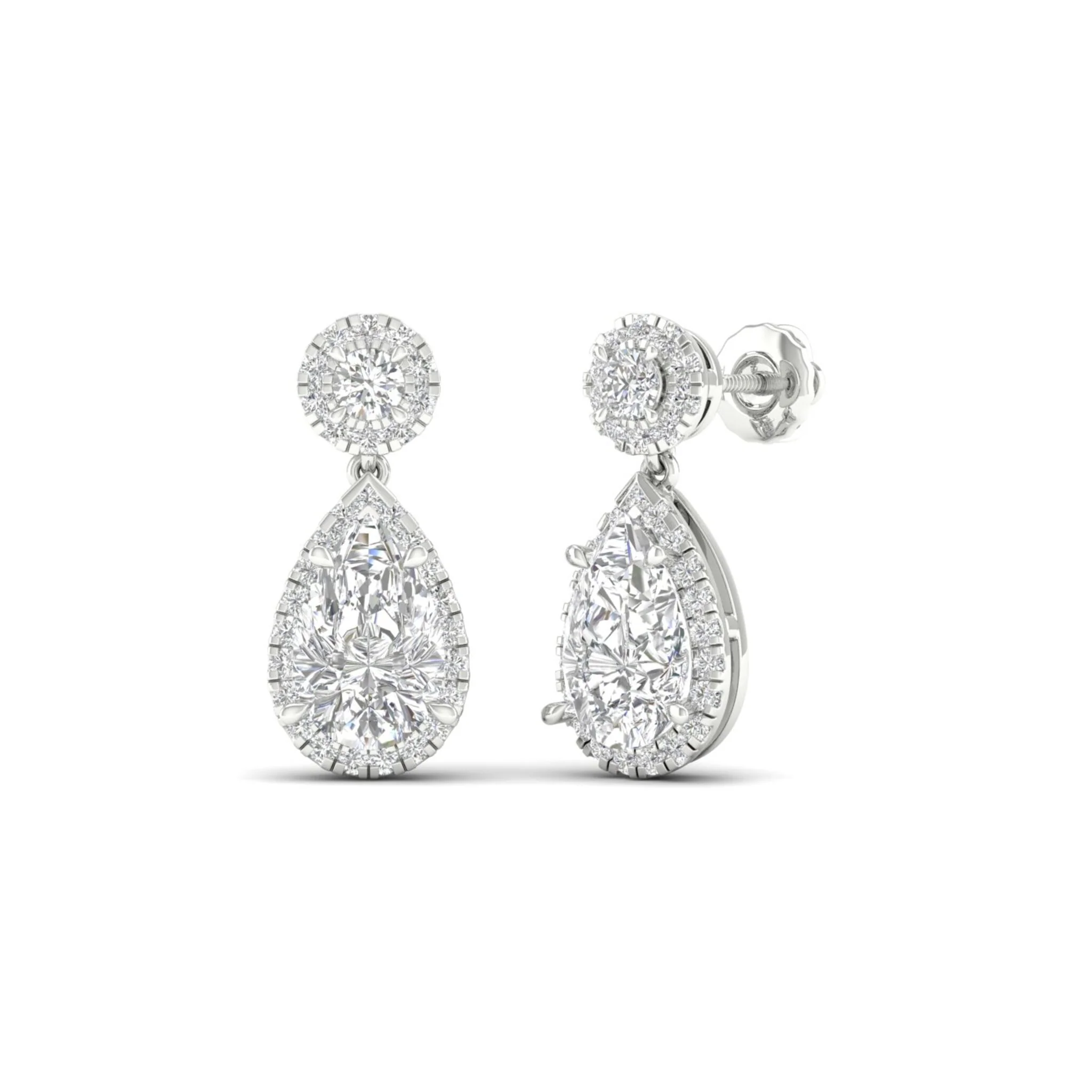 2 3/4 ctw Pear Drop Halo Fashion Earring - Image 5