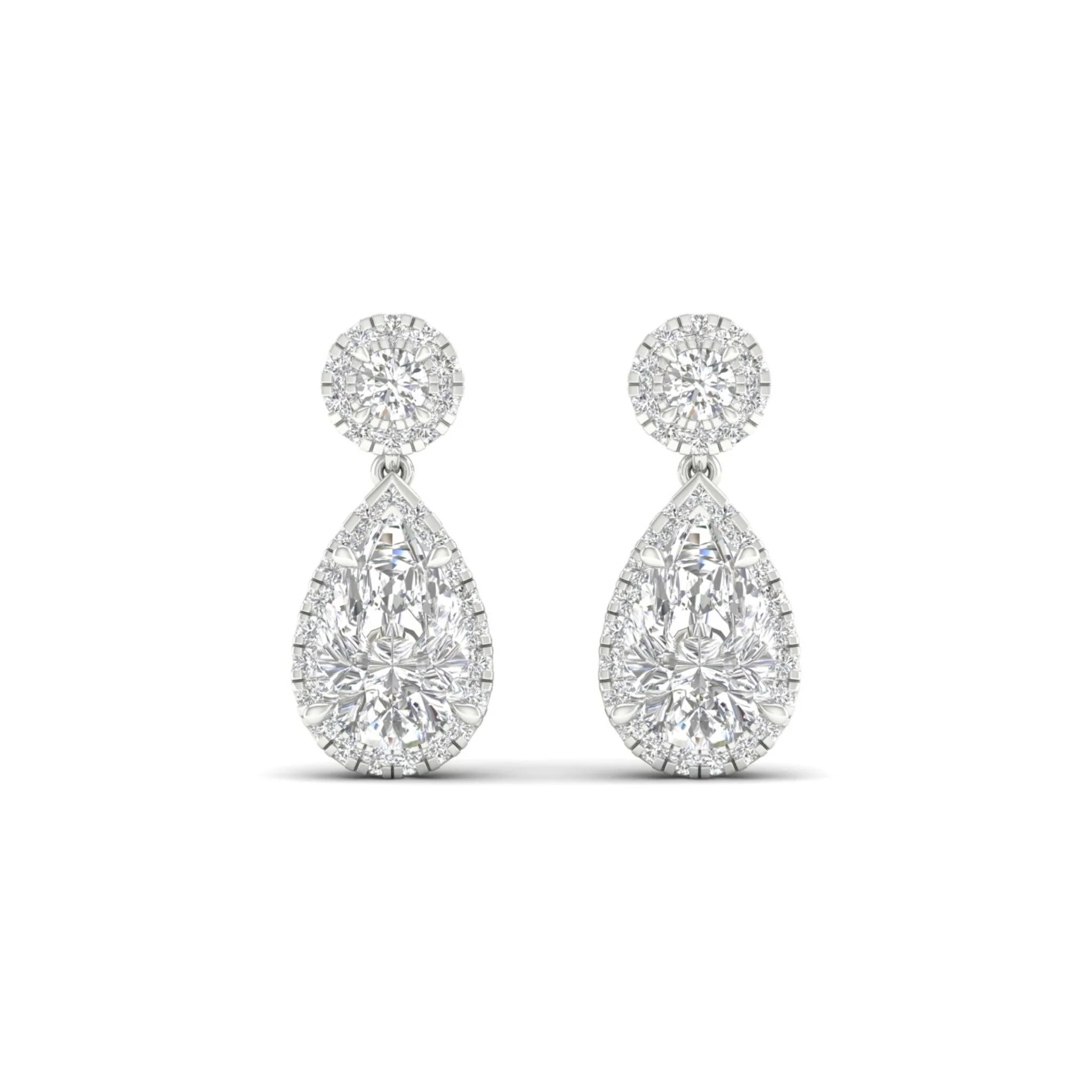 2 3/4 ctw Pear Drop Halo Fashion Earring - Image 6