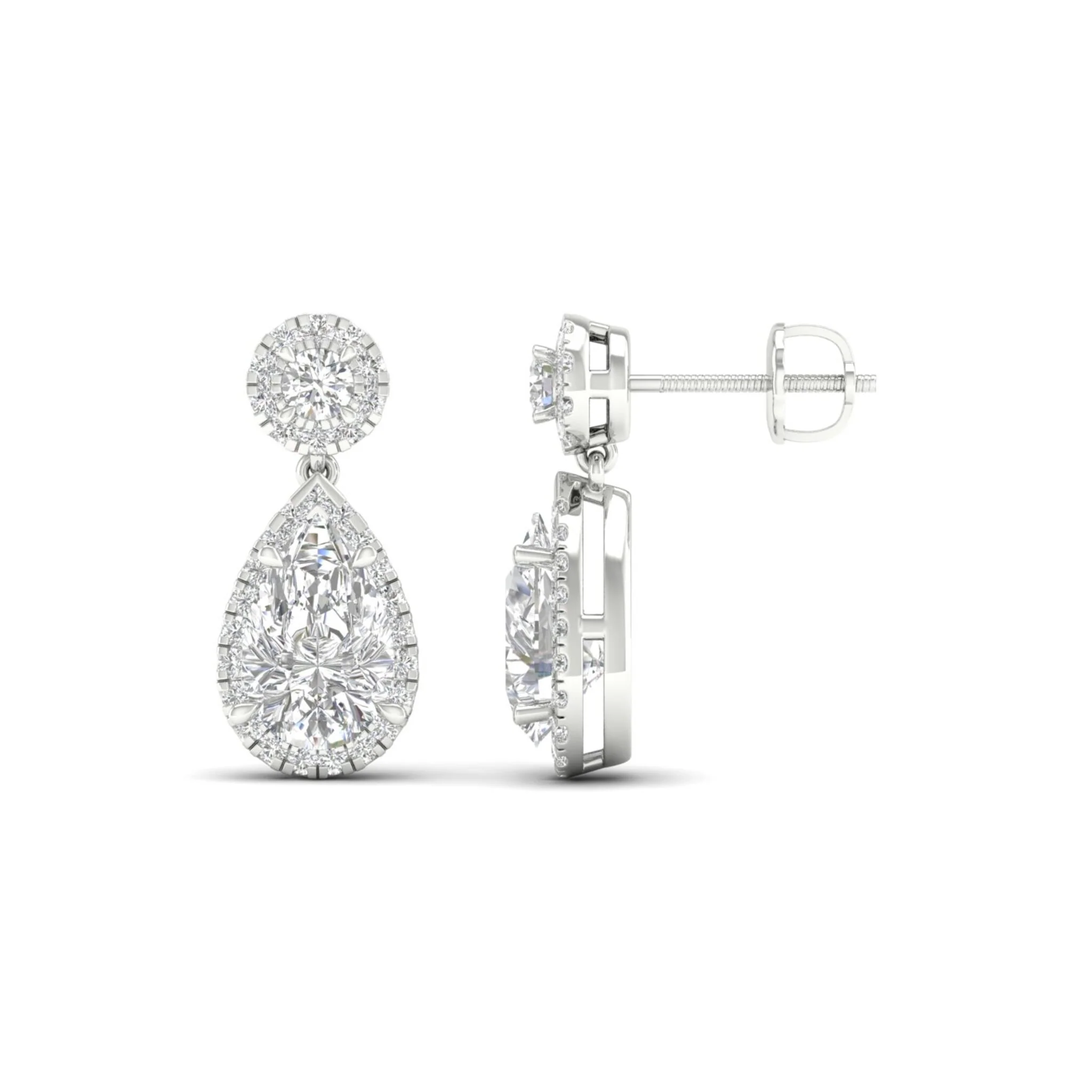 2 3/4 ctw Pear Drop Halo Fashion Earring - Image 7