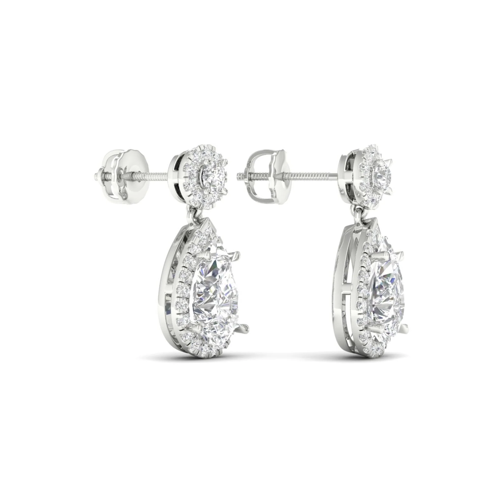 2 3/4 ctw Pear Drop Halo Fashion Earring - Image 8