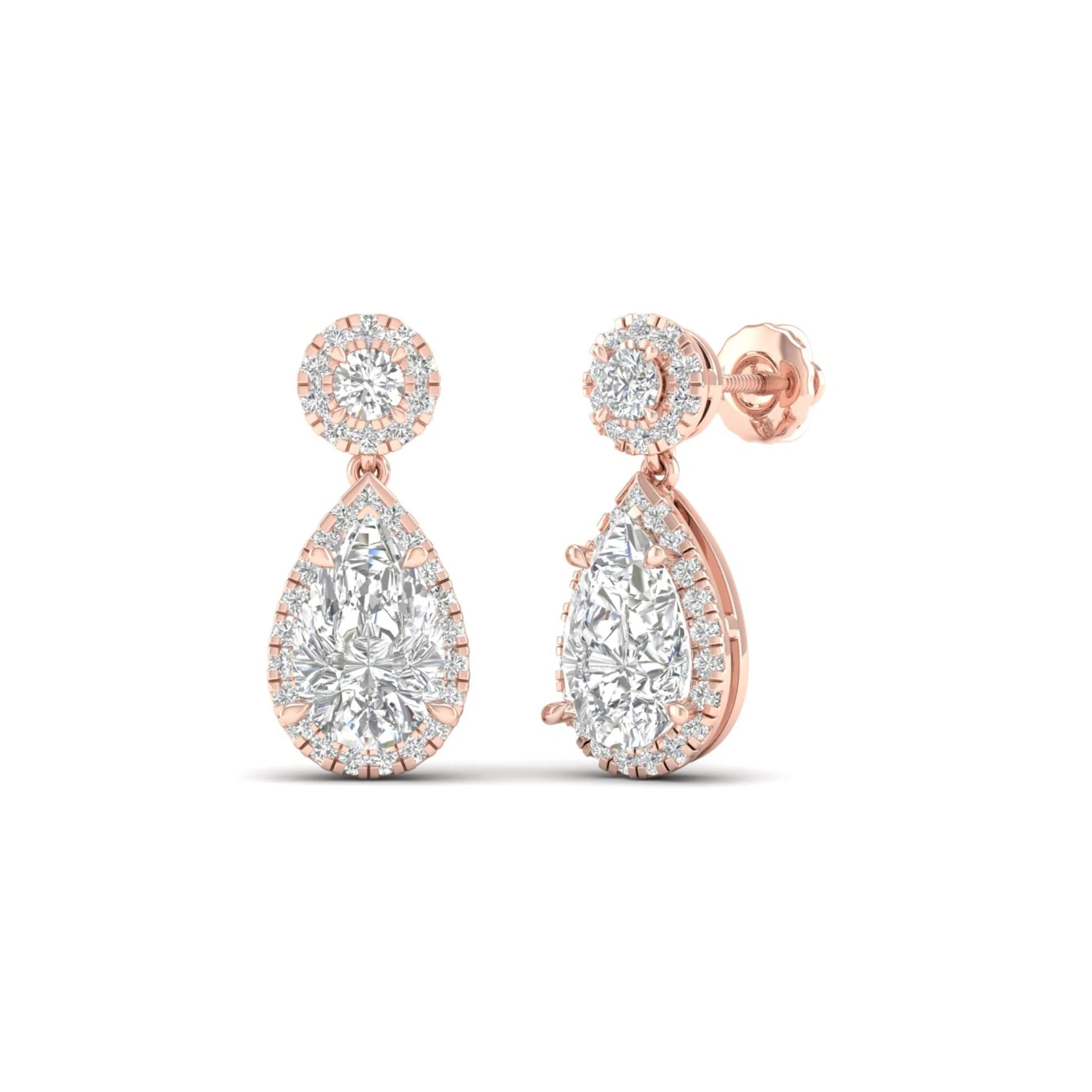 2 3/4 ctw Pear Drop Halo Fashion Earring - Image 9