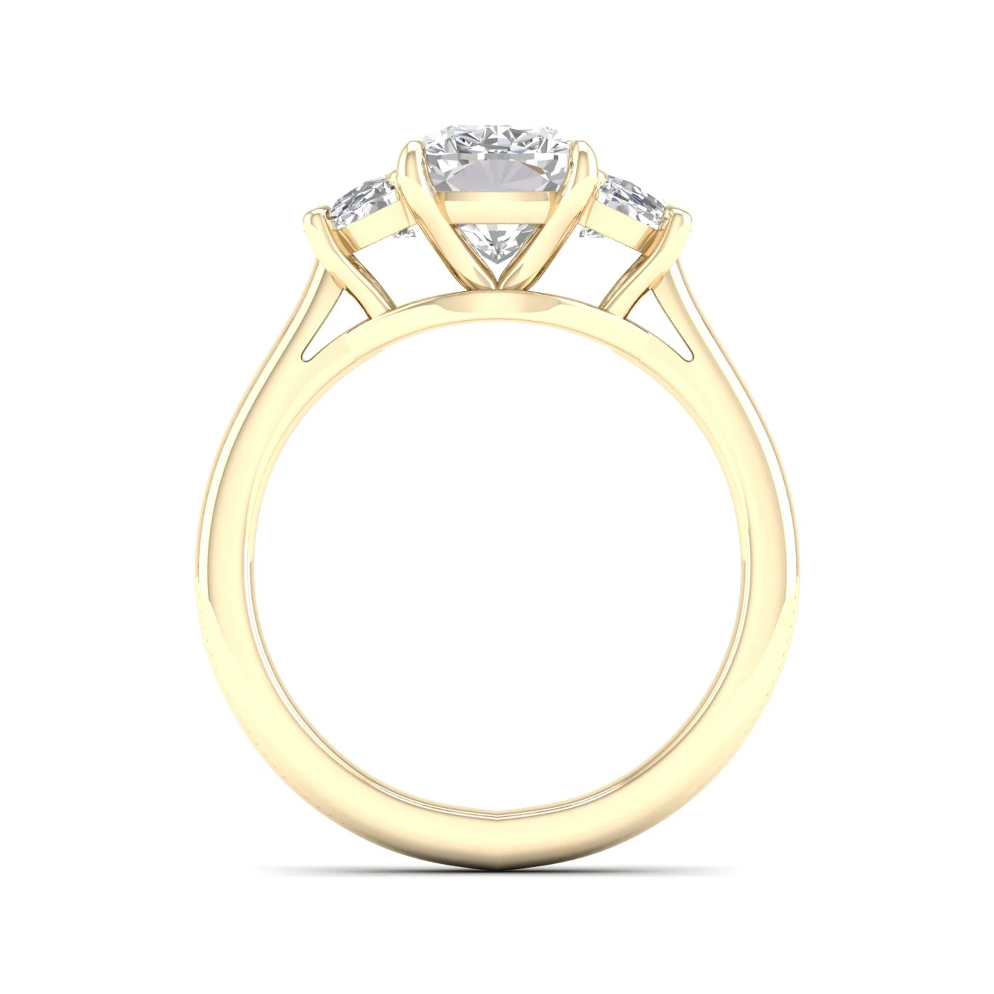 2 5/8 ctw Cushion Side Stone Three Stone Ring - Image 2