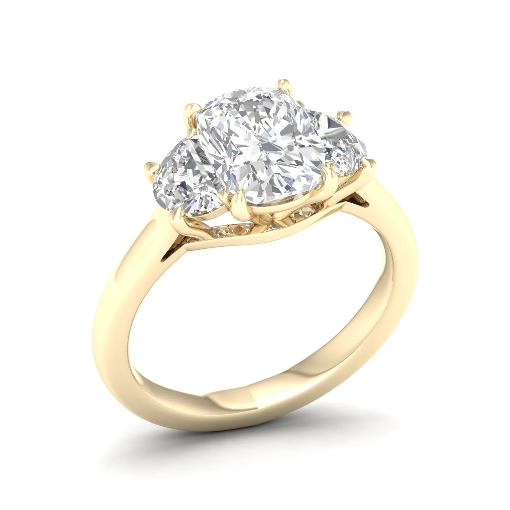2 5/8 ctw Cushion Side Stone Three Stone Ring - Image 4
