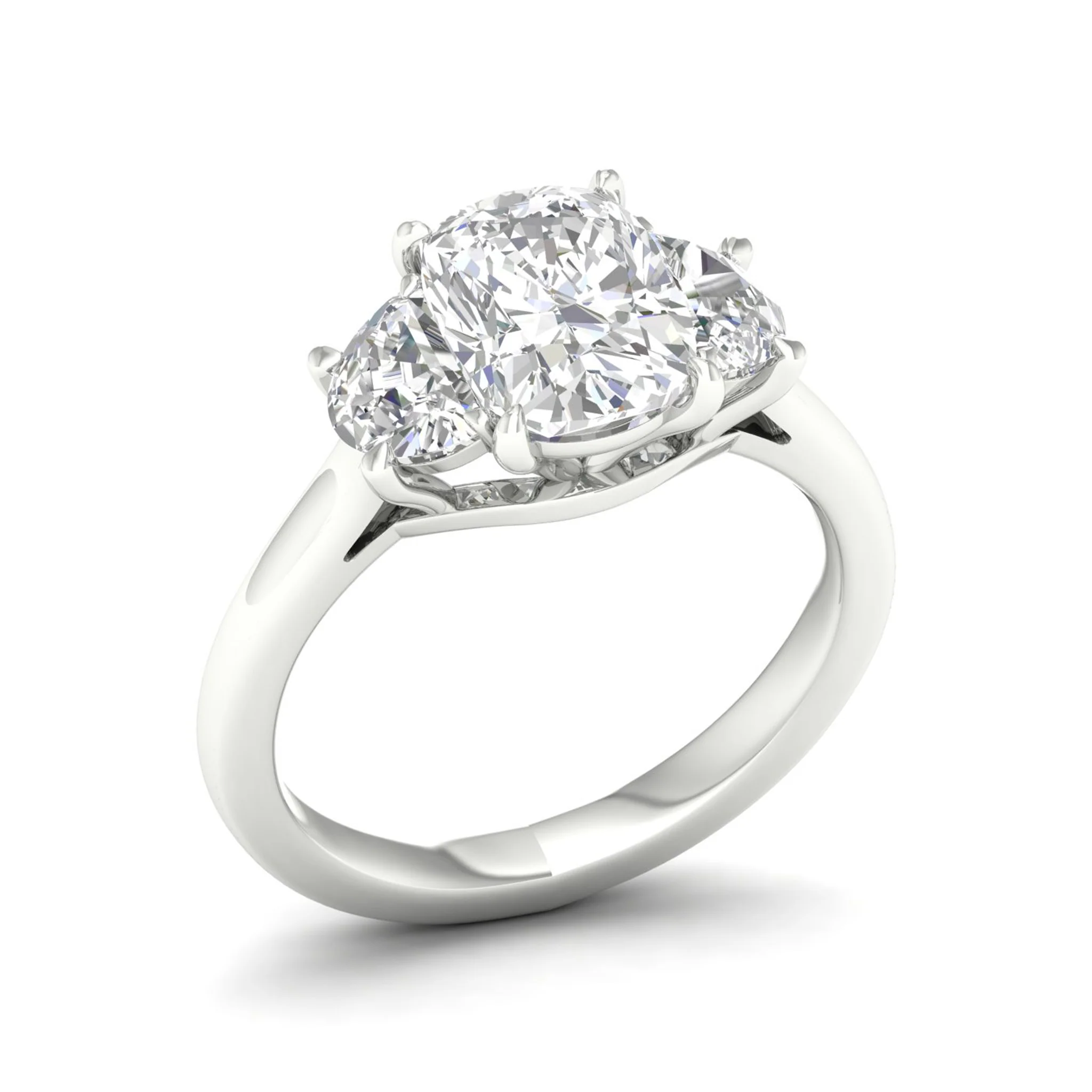 2 5/8 ctw Cushion Side Stone Three Stone Ring - Image 8