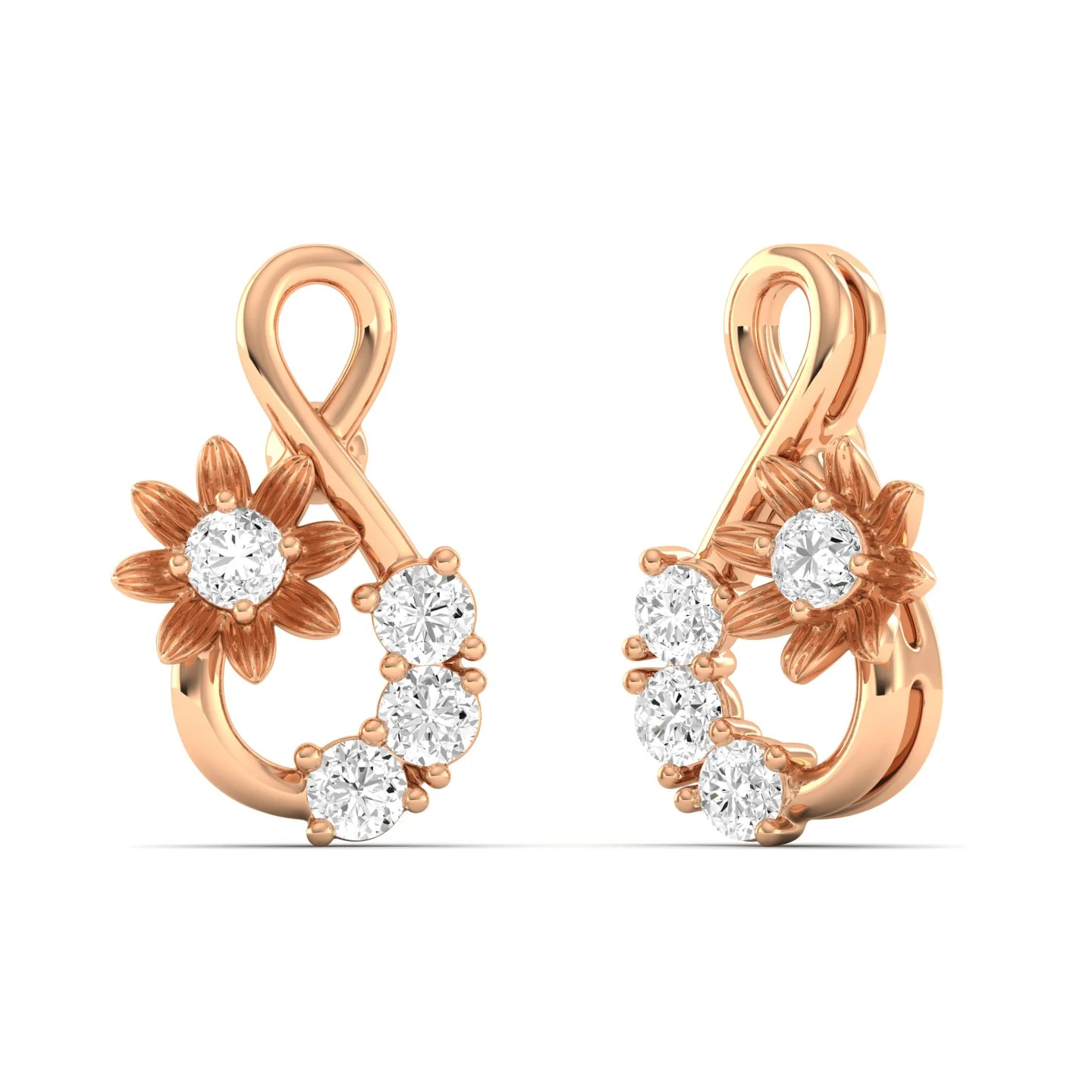 Round Cut Lab Grown Diamond Infinity Stud Earrings - Image 4