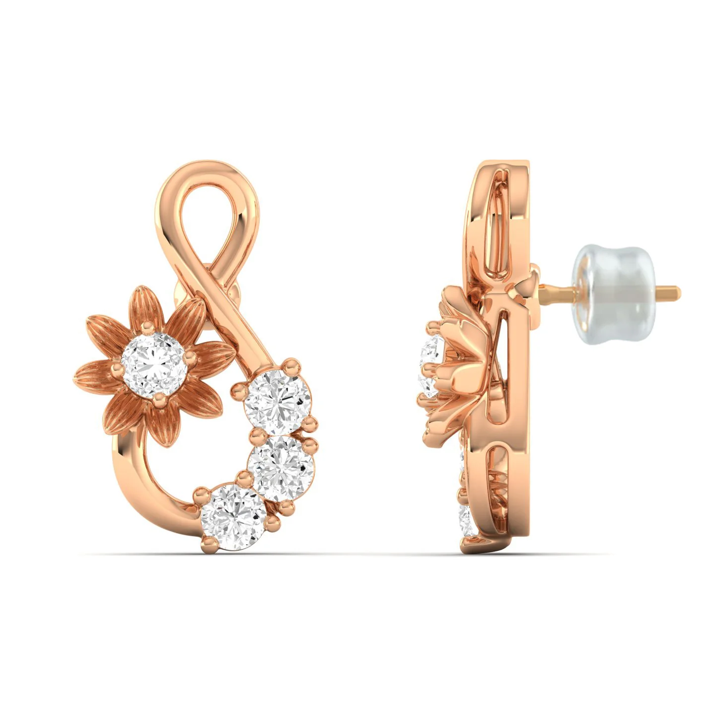 Round Cut Lab Grown Diamond Infinity Stud Earrings - Image 6