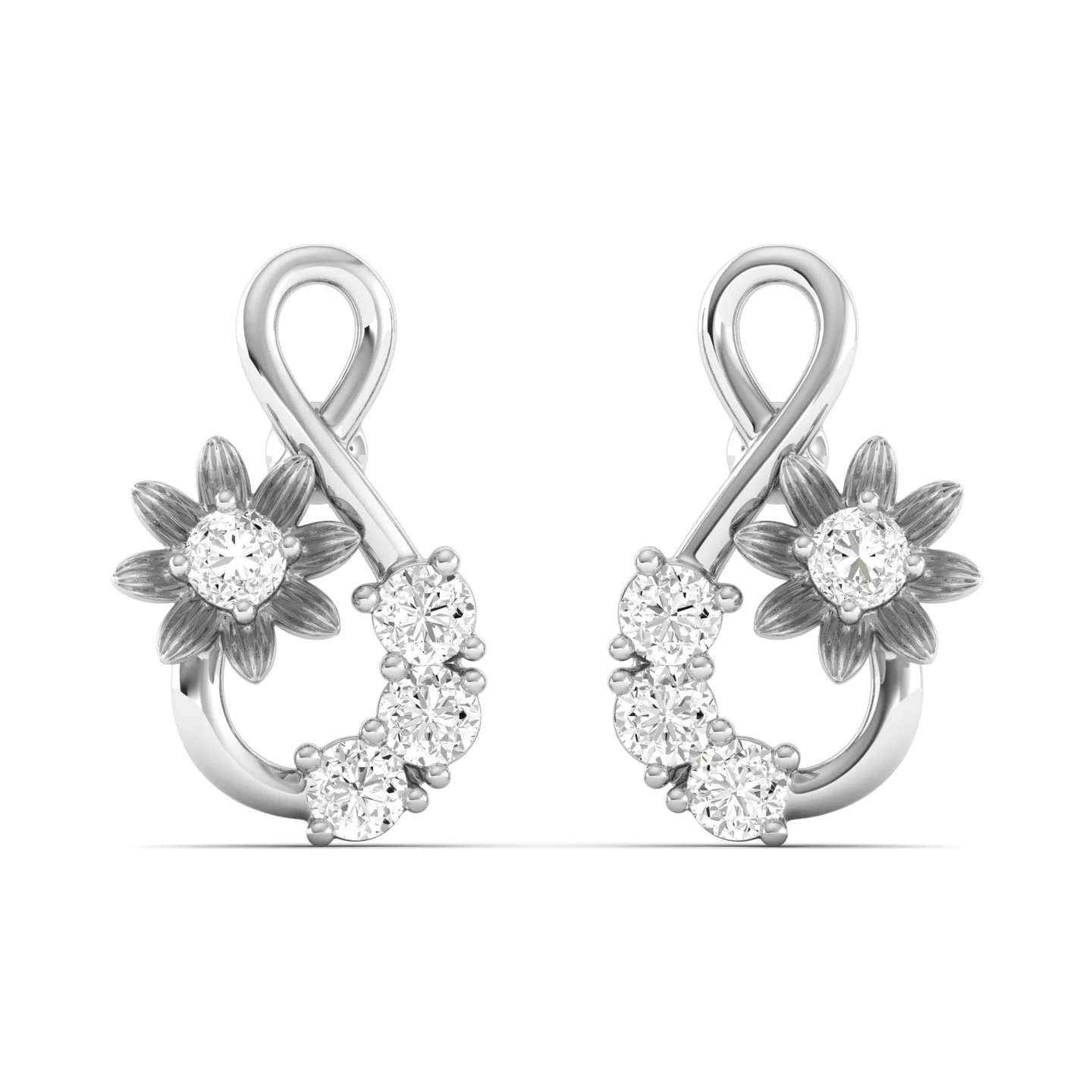 Round Cut Lab Grown Diamond Infinity Stud Earrings - Image 7