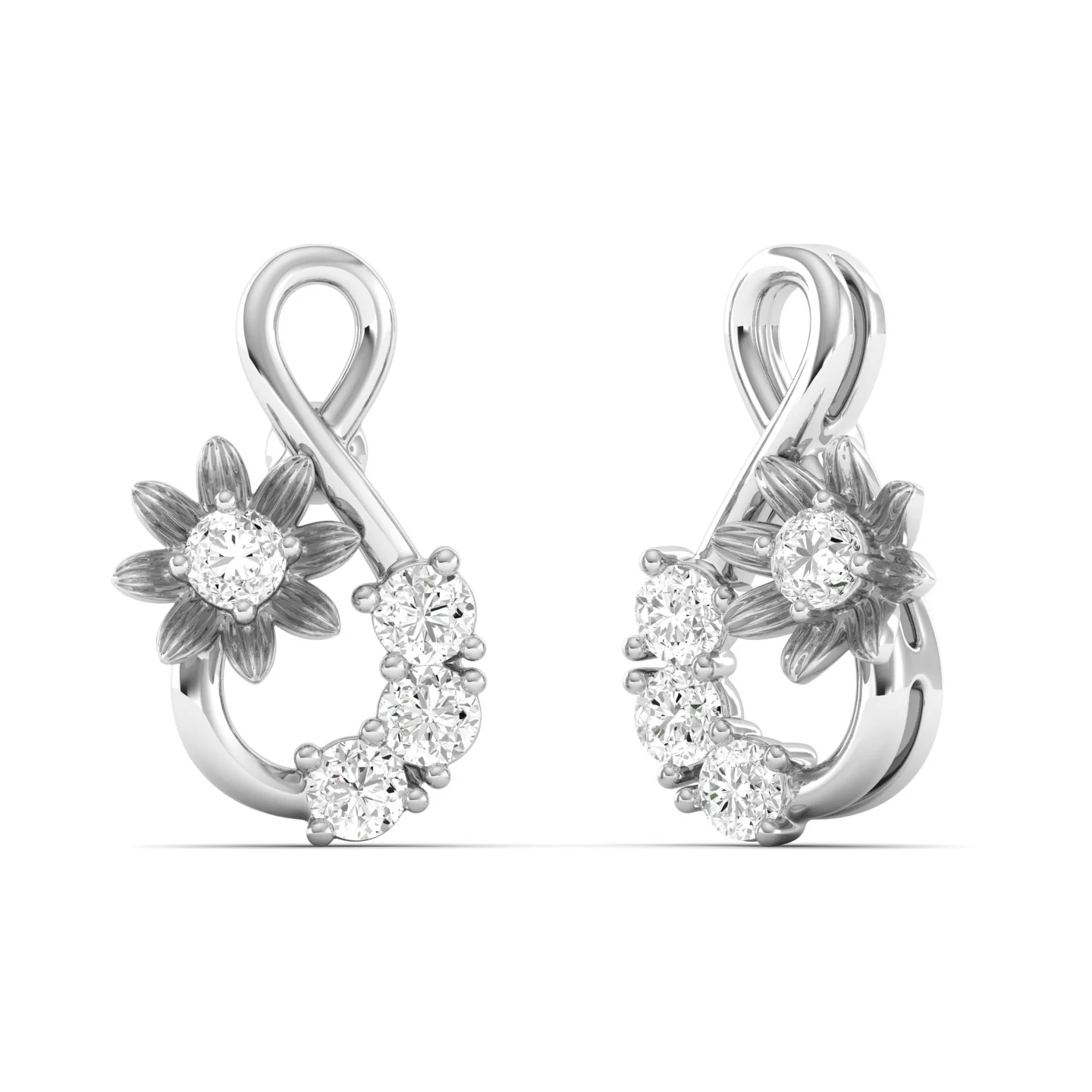 Round Cut Lab Grown Diamond Infinity Stud Earrings - Image 8