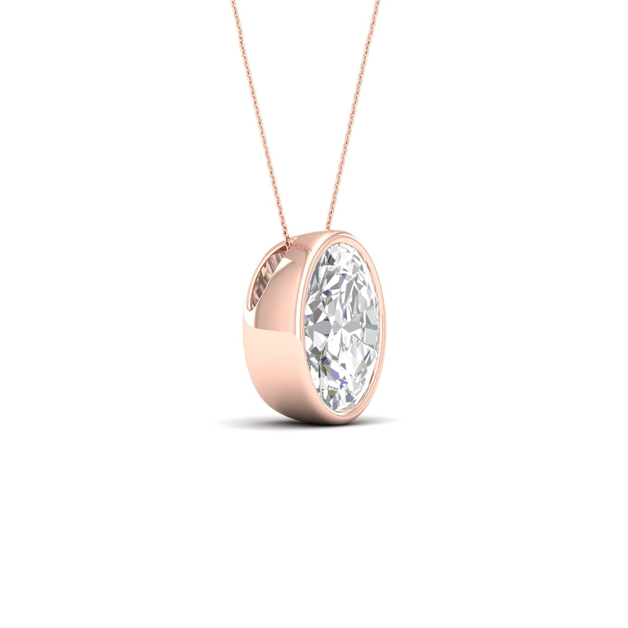 2 ctw Oval Bezel Set Solitaire Pendant - Image 11