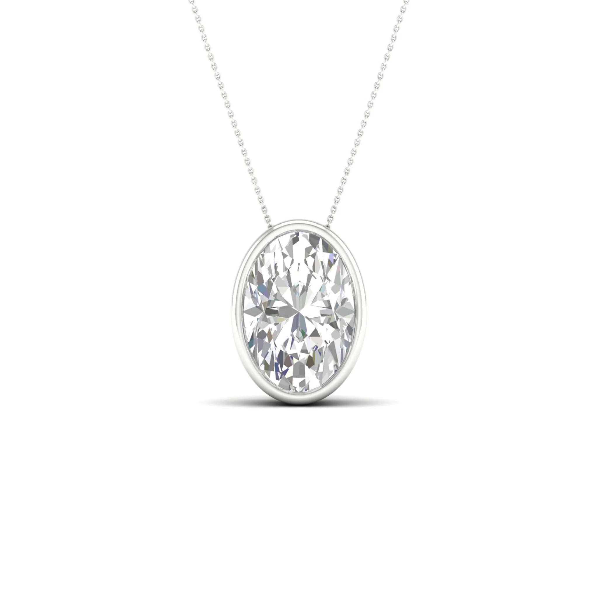 2 ctw Oval Bezel Set Solitaire Pendant - Image 5