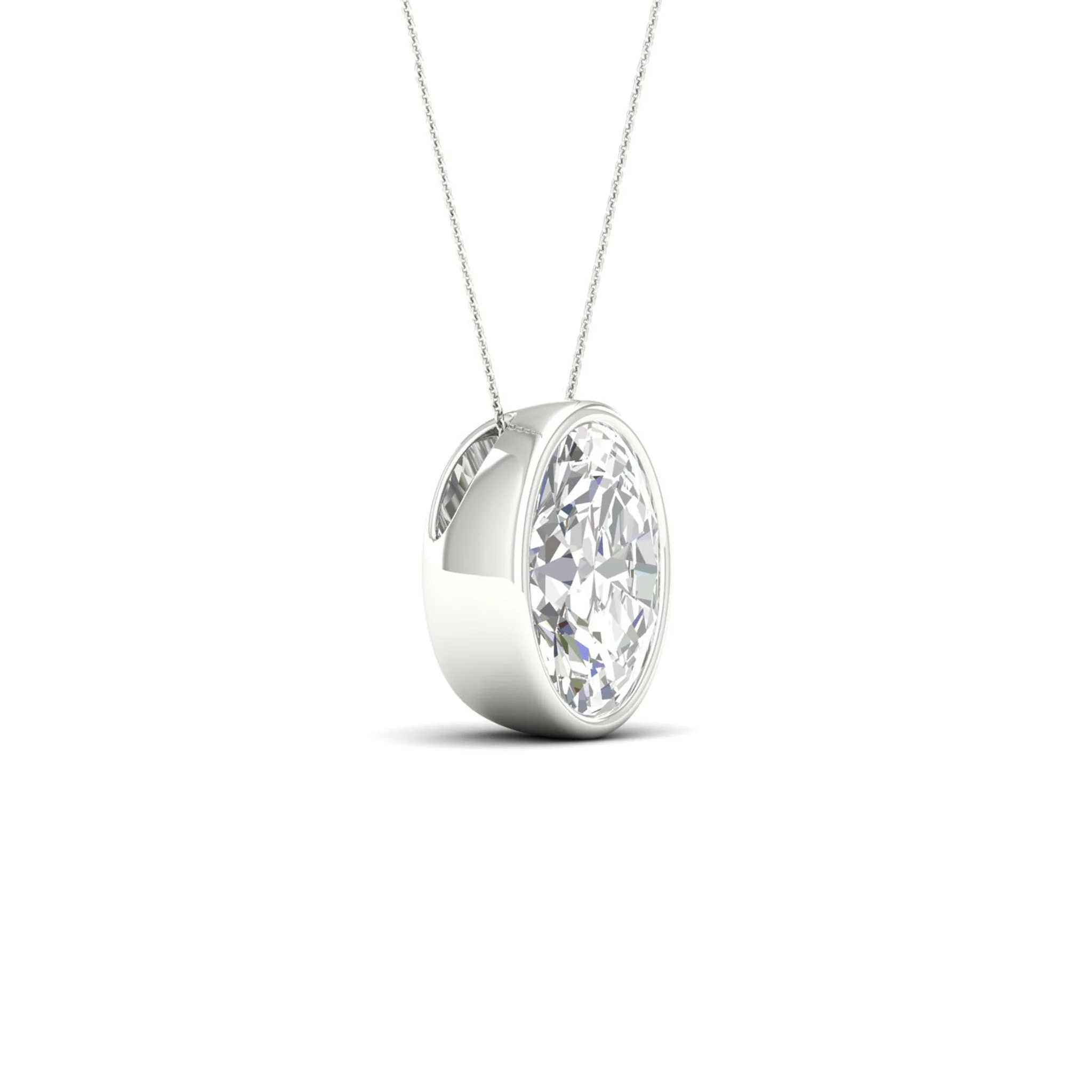 2 ctw Oval Bezel Set Solitaire Pendant - Image 6