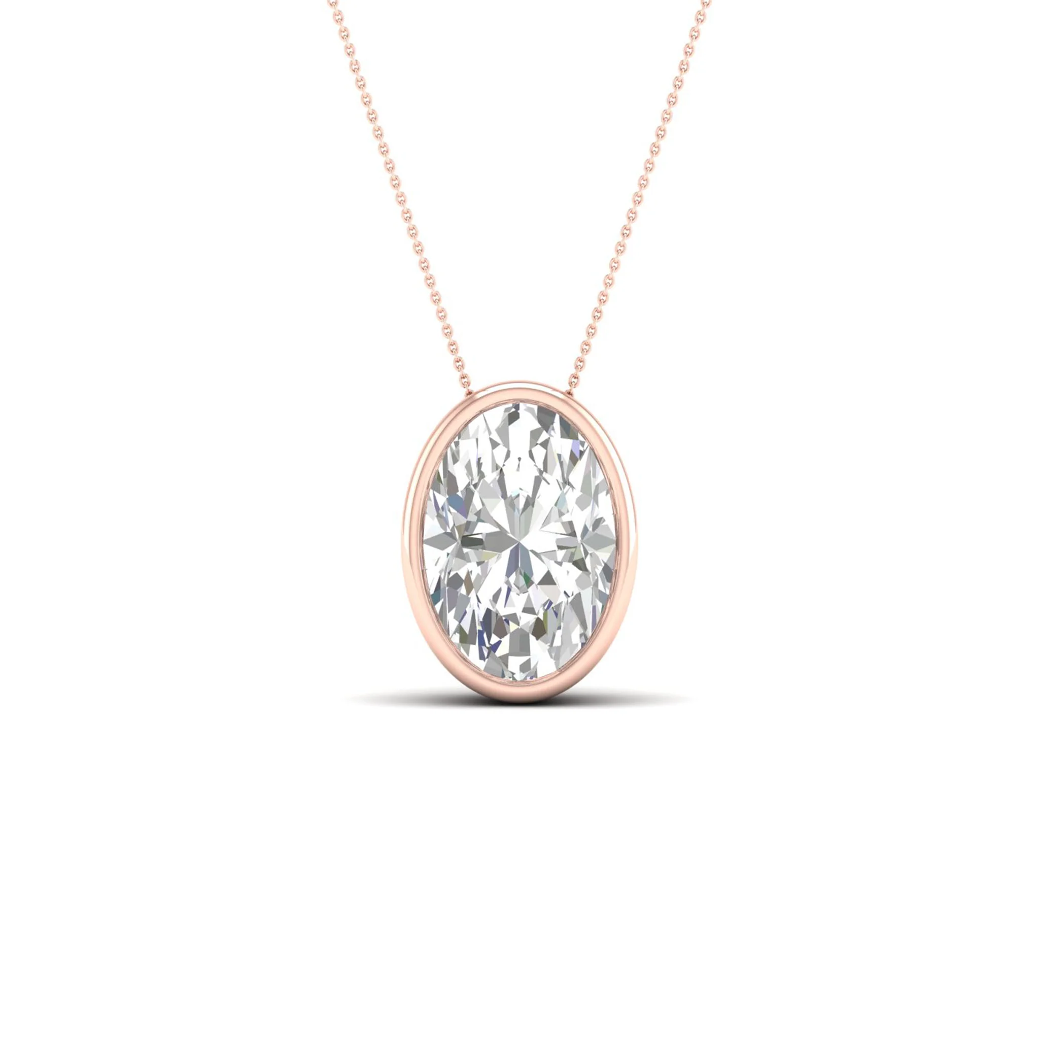 2 ctw Oval Bezel Set Solitaire Pendant - Image 9