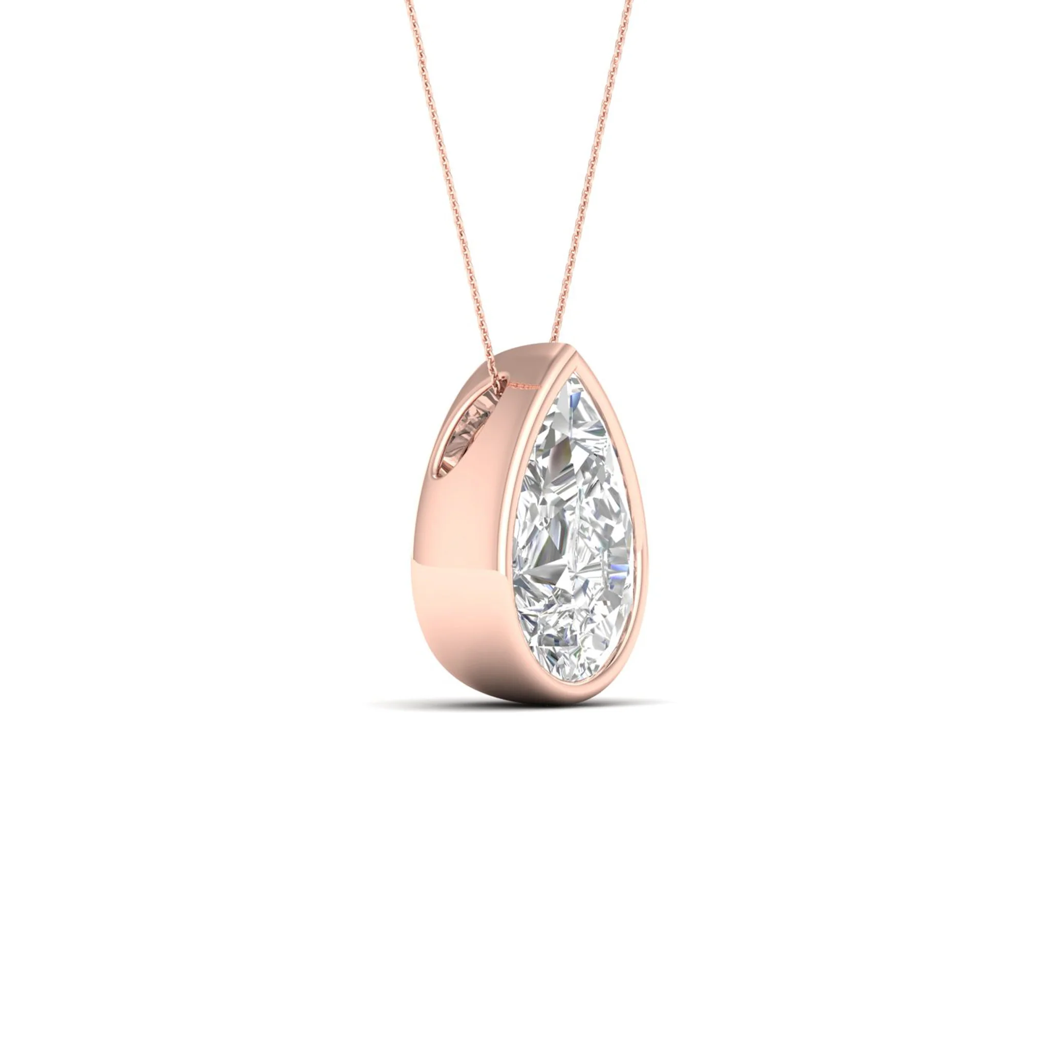 2 ctw Pear Bezel Set Solitaire Pendant - Image 10