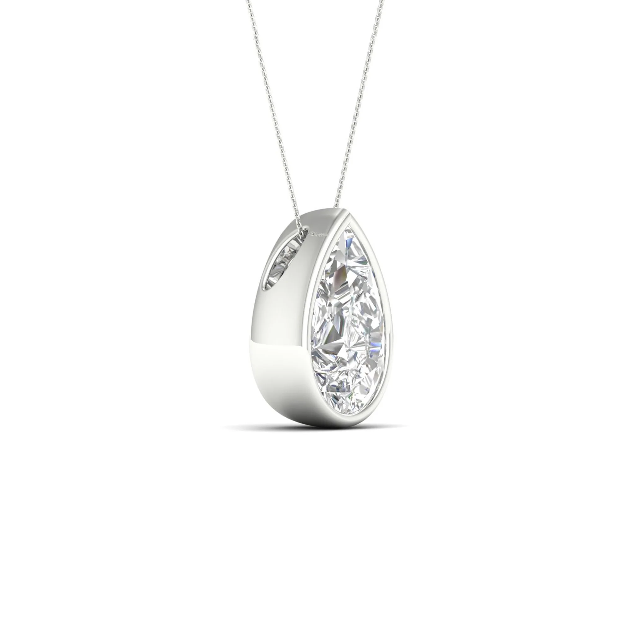 2 ctw Pear Bezel Set Solitaire Pendant - Image 6