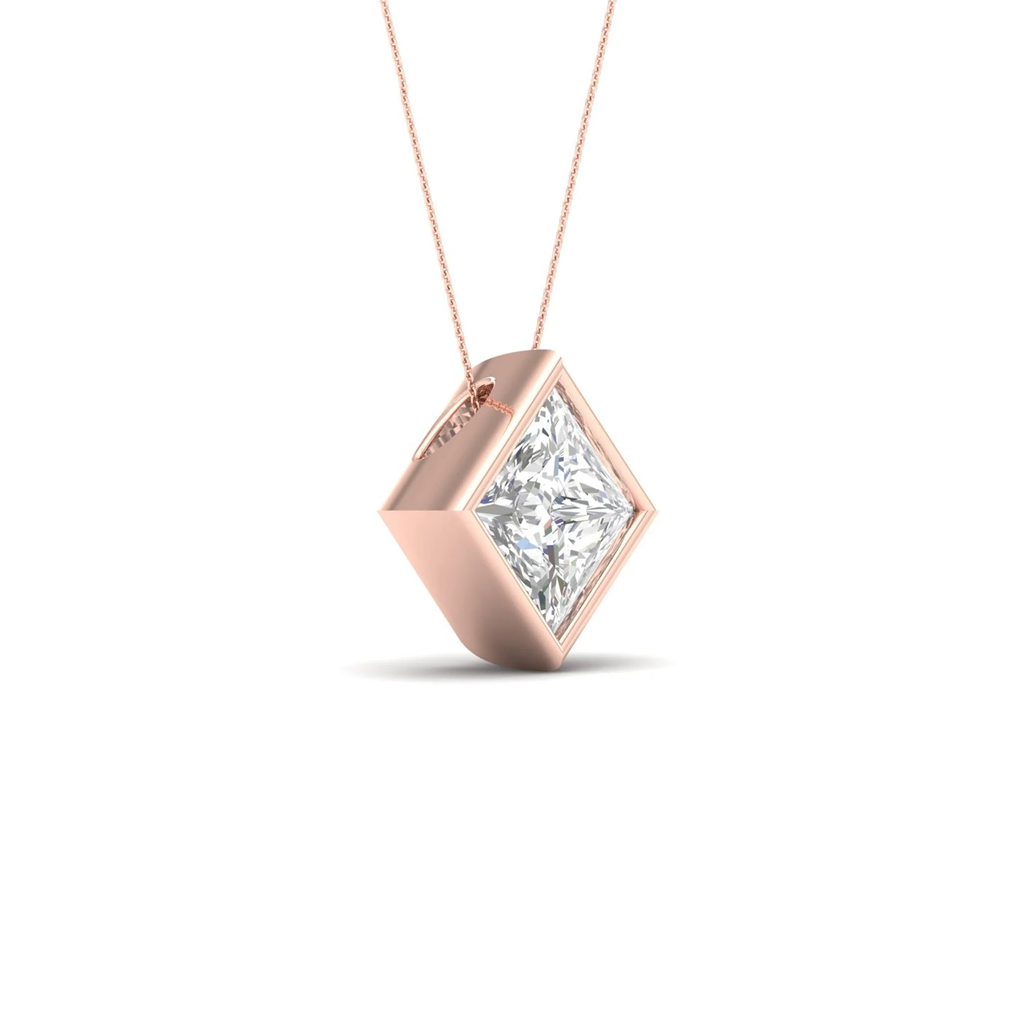 2 ctw Princess Bezel Set Solitaire Pendant - Image 10