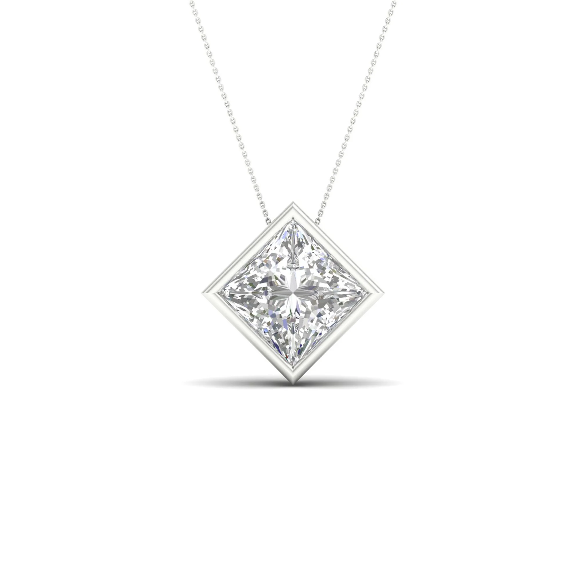 2 ctw Princess Bezel Set Solitaire Pendant - Image 5