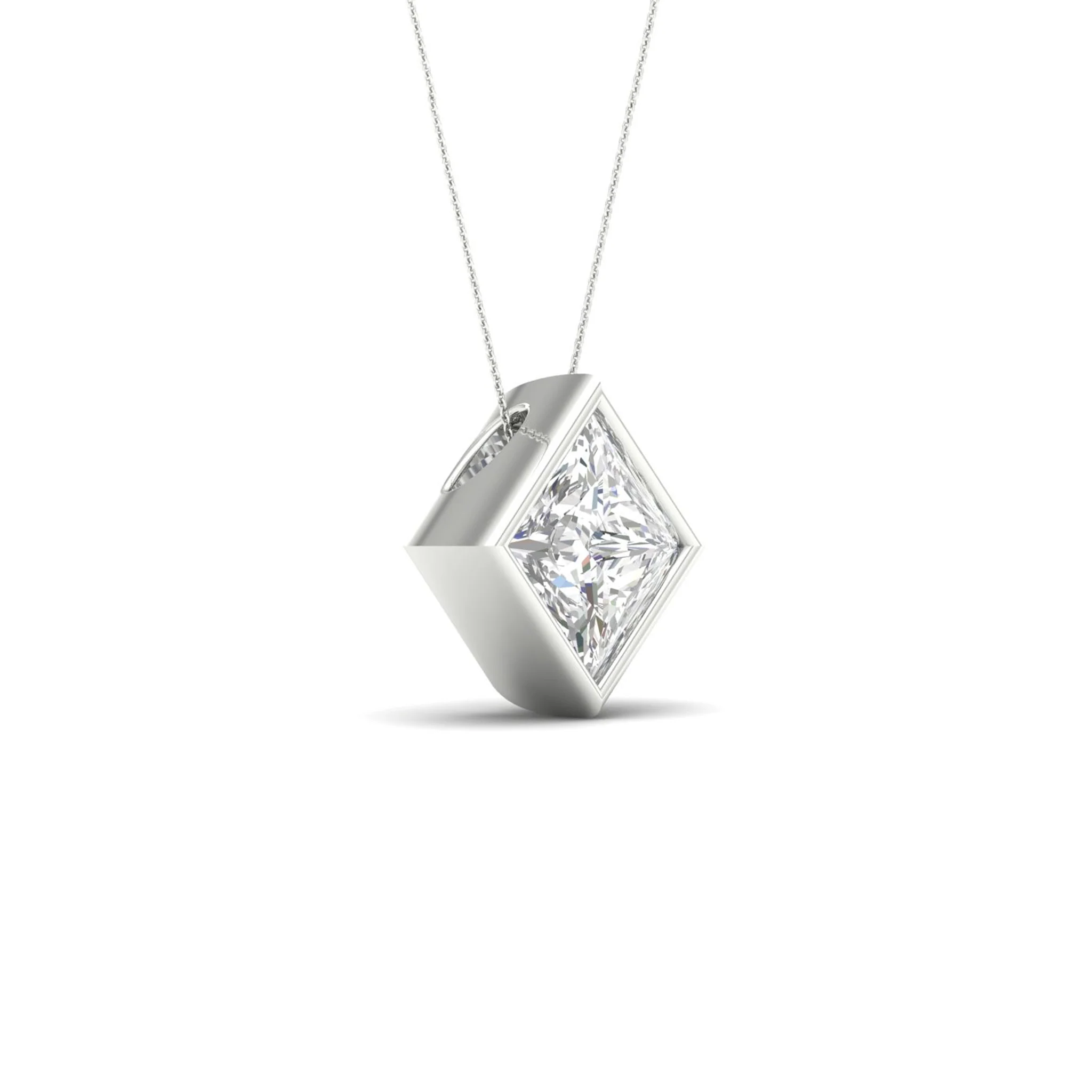 2 ctw Princess Bezel Set Solitaire Pendant - Image 6