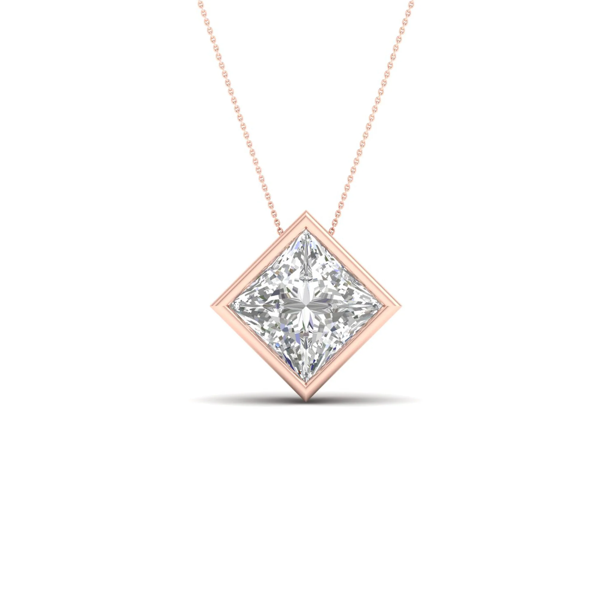 2 ctw Princess Bezel Set Solitaire Pendant - Image 9