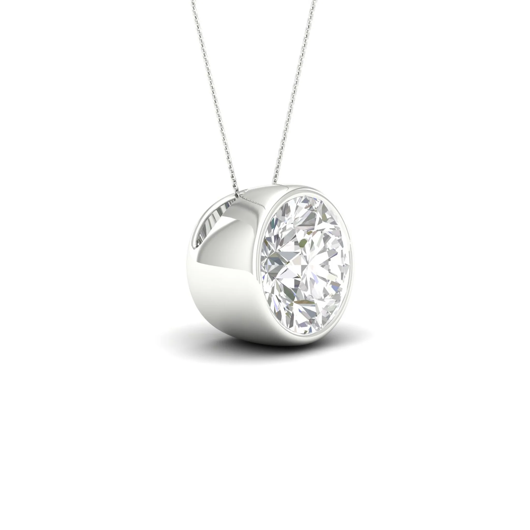 2 ctw Round Bezel Set Solitaire Pendant - Image 11