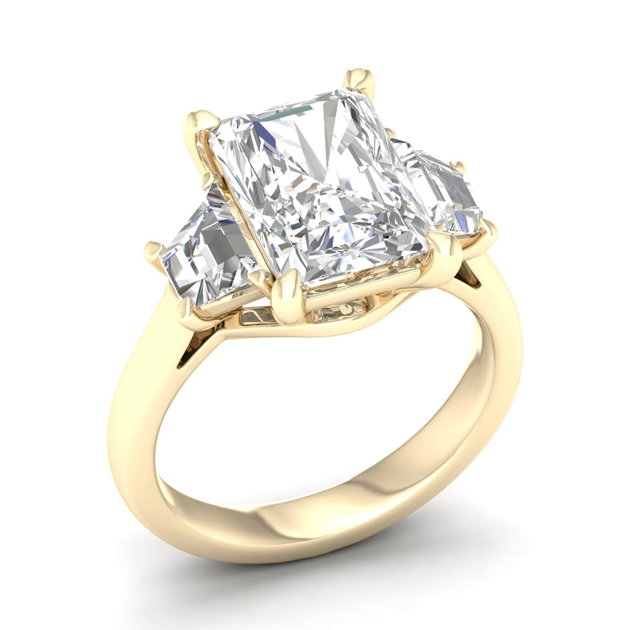 3 3/4 ctw Emerald Side Stone Three Stone Ring - Image 4