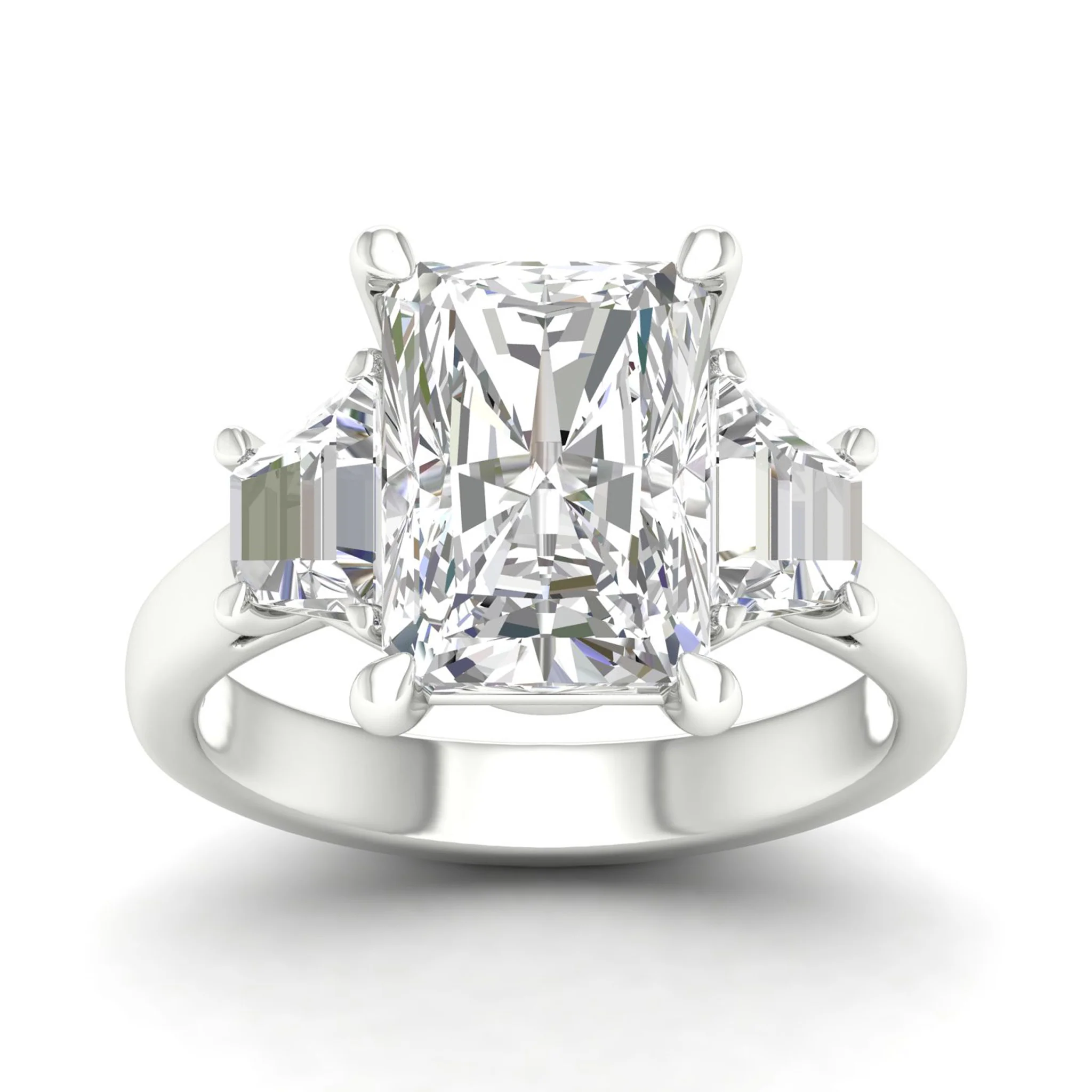 3 3/4 ctw Emerald Side Stone Three Stone Ring - Image 5