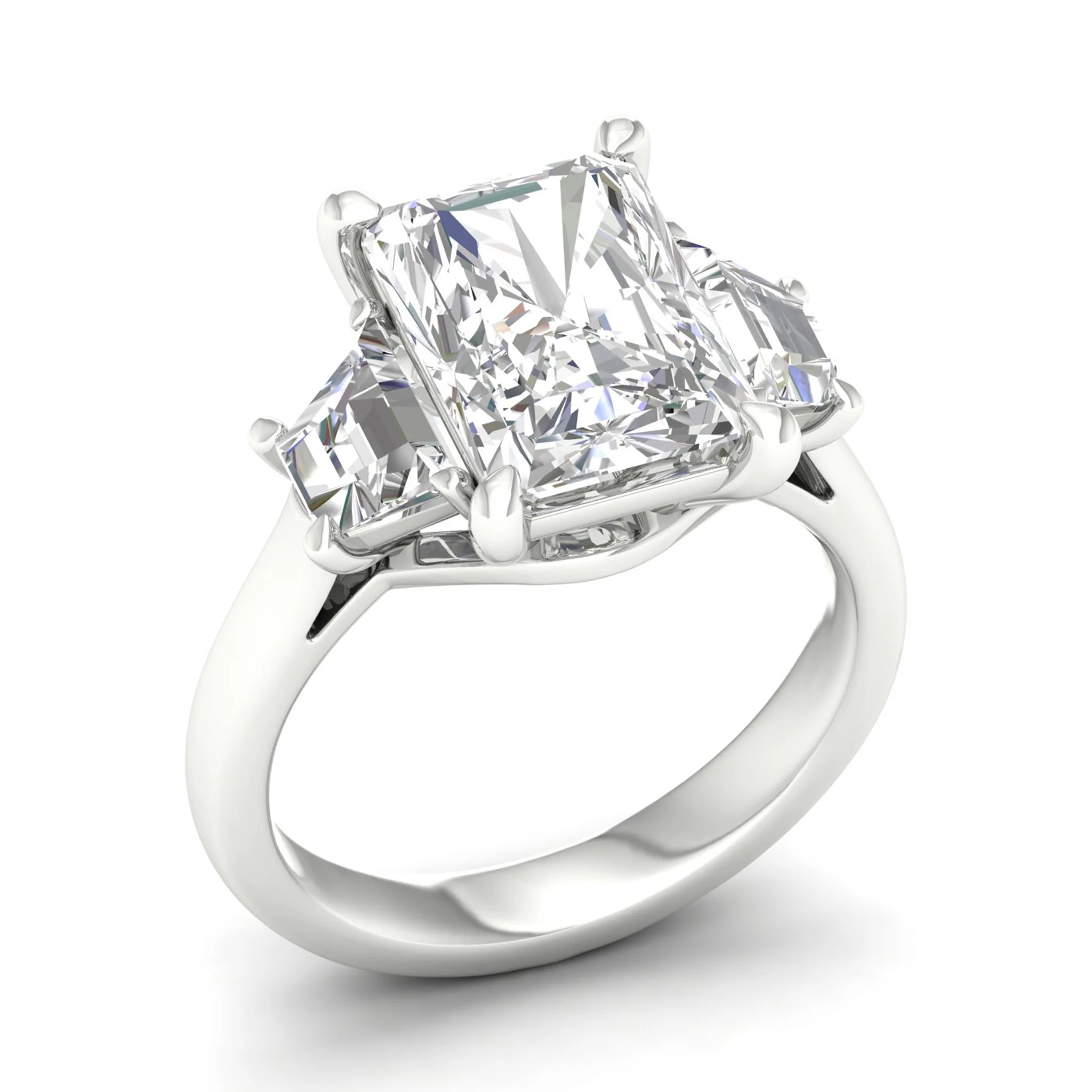3 3/4 ctw Emerald Side Stone Three Stone Ring - Image 8