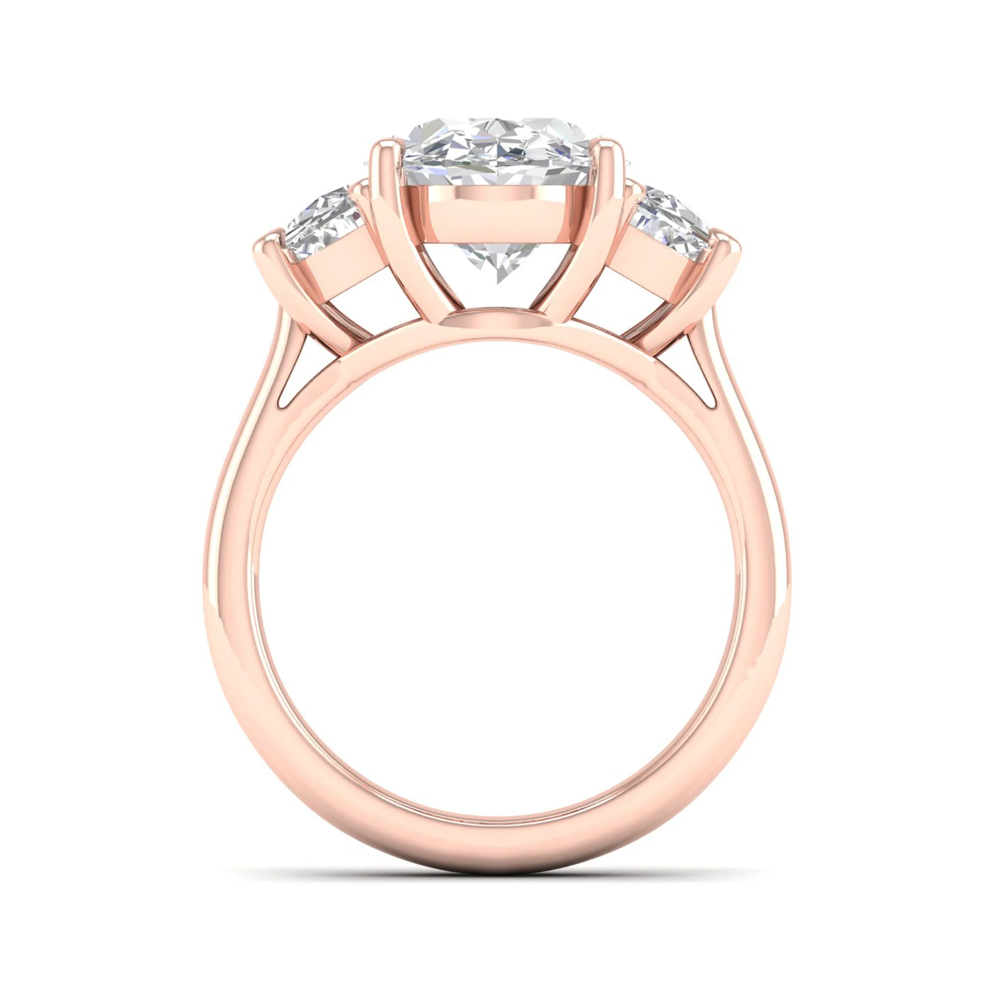 3 3/4 ctw Oval Halfmoon Three Stone Ring - Image 10