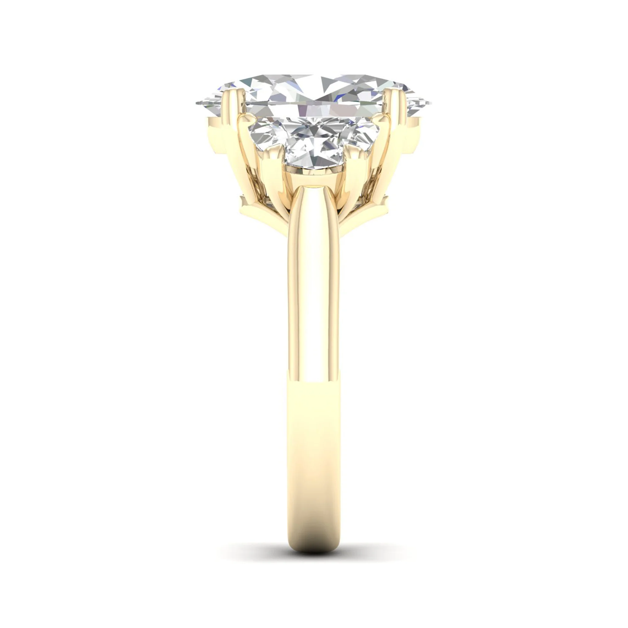 3 3/4 ctw Oval Halfmoon Three Stone Ring - Image 3