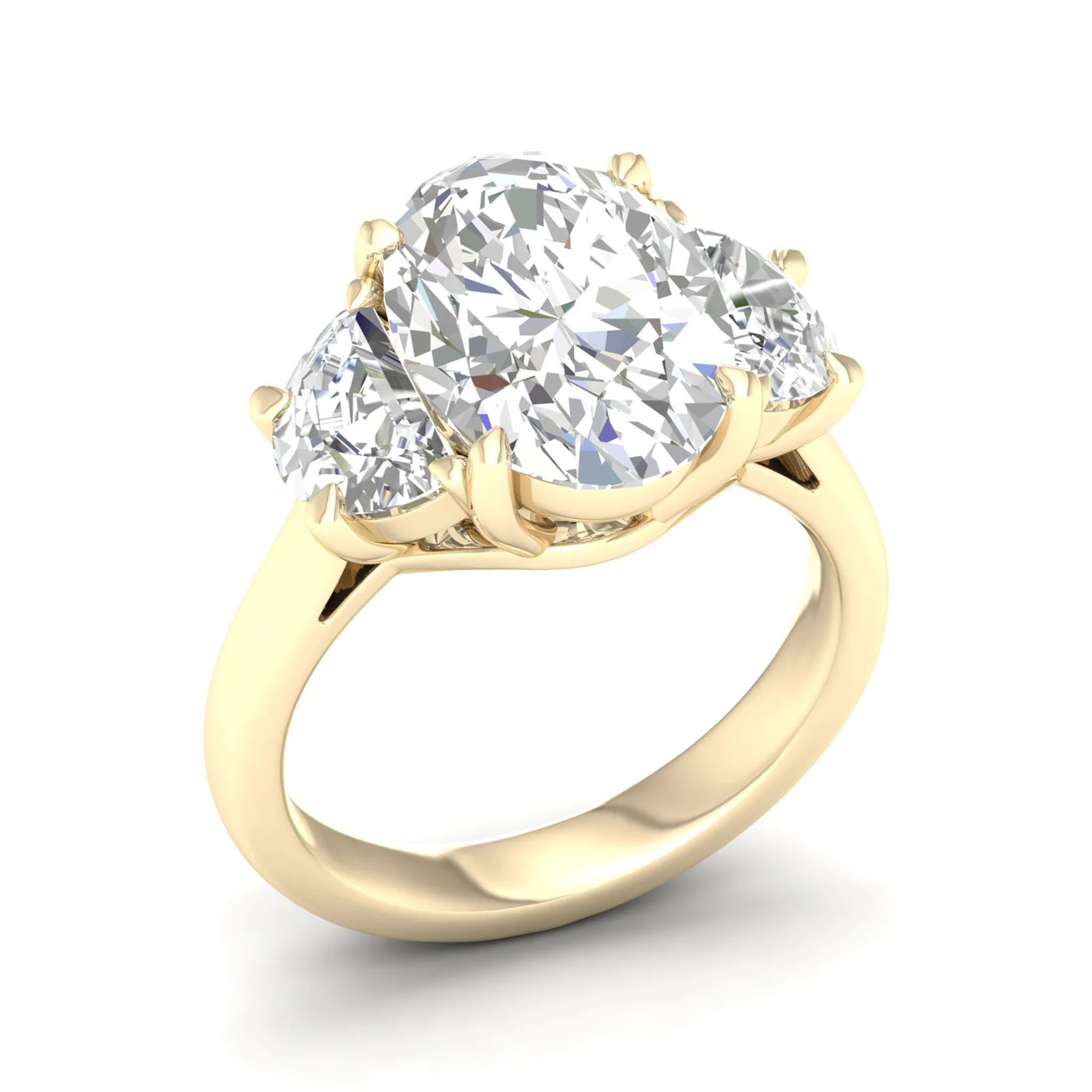 3 3/4 ctw Oval Halfmoon Three Stone Ring - Image 4