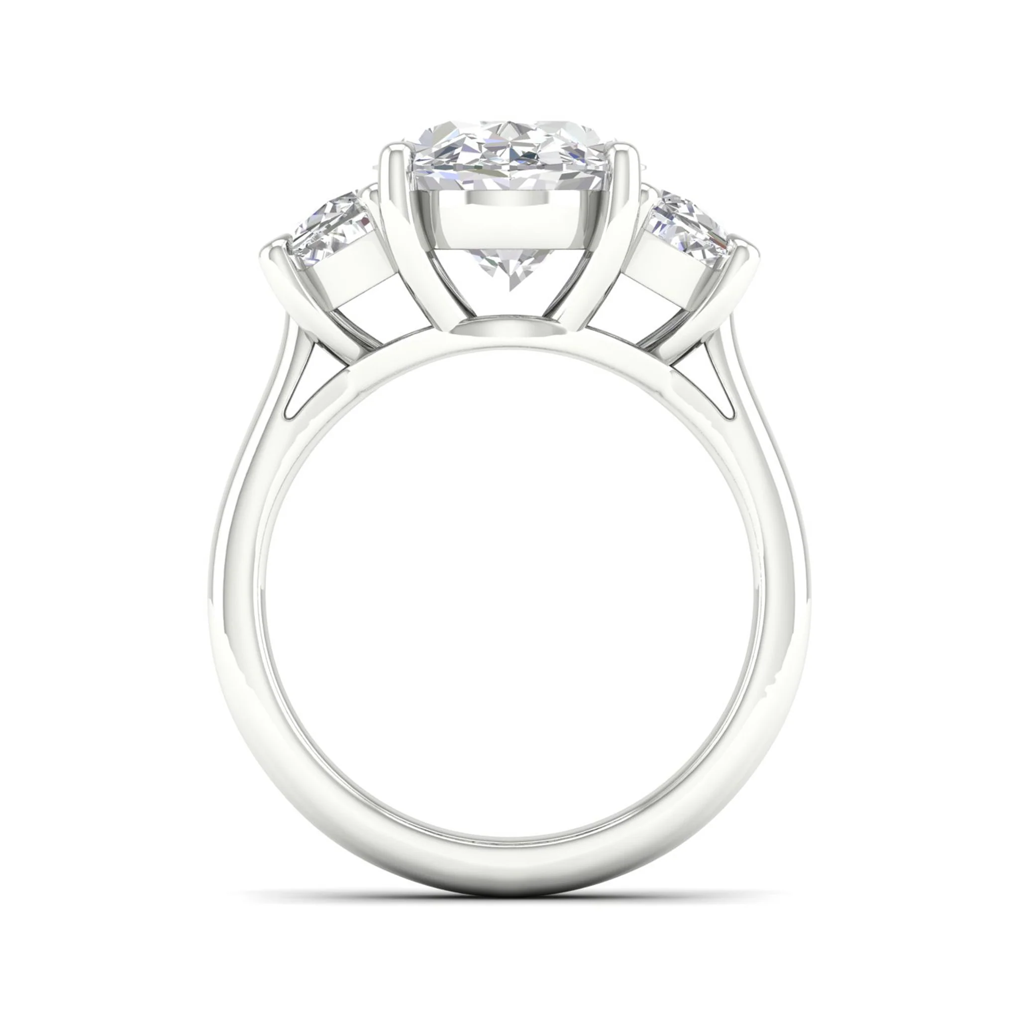 3 3/4 ctw Oval Halfmoon Three Stone Ring - Image 6