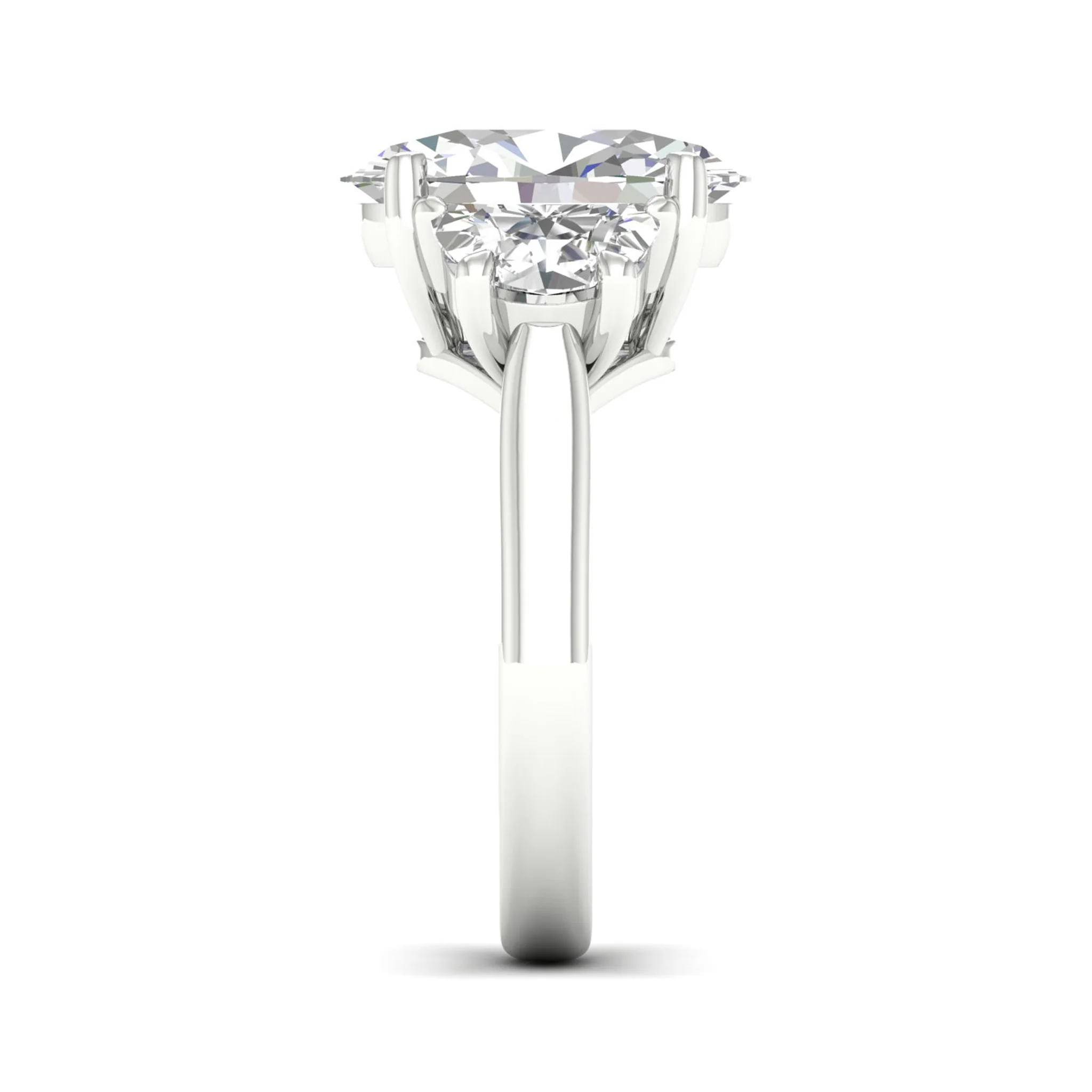 3 3/4 ctw Oval Halfmoon Three Stone Ring - Image 7