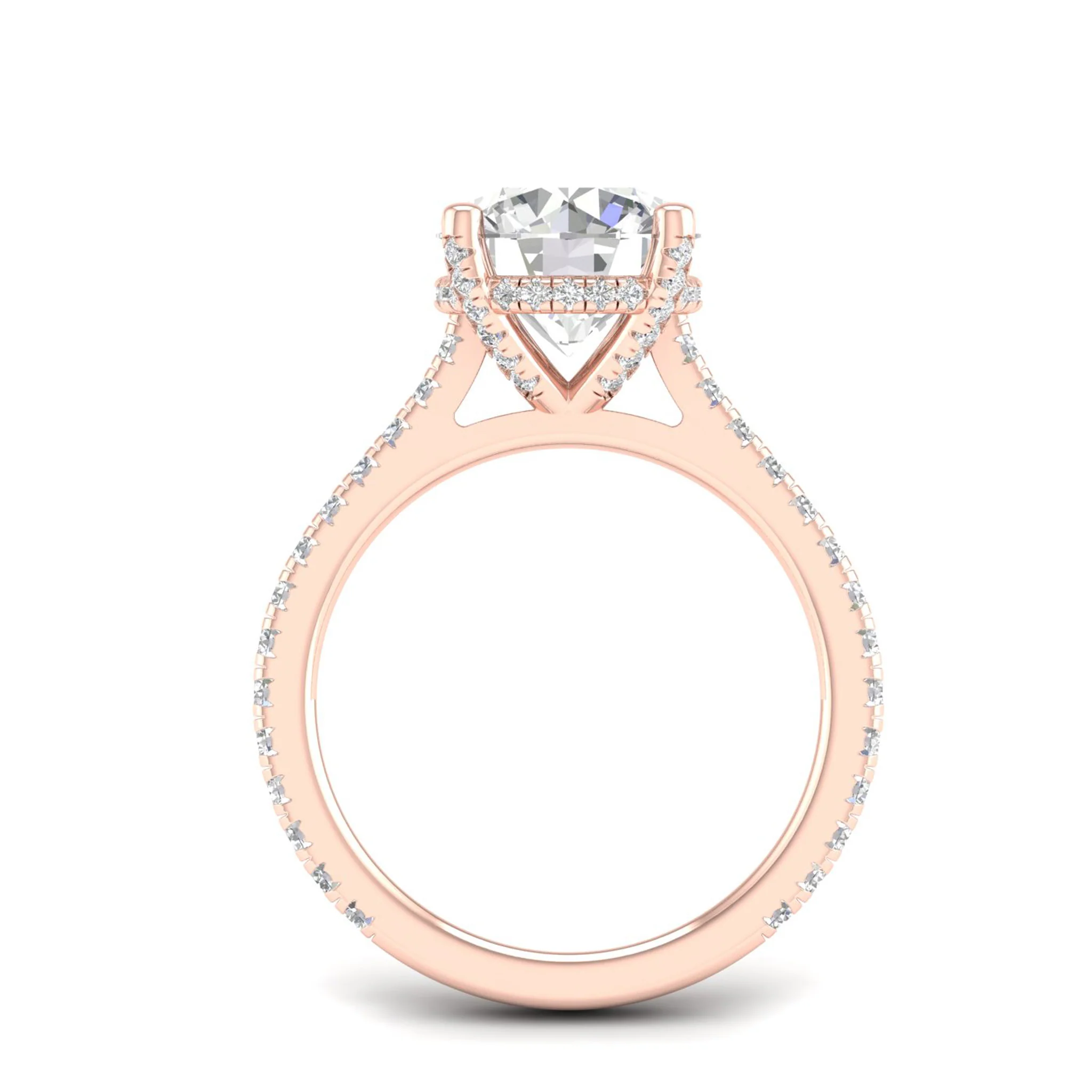 3 3/4 ctw Round Accented Hidden Halo Ring - Image 10
