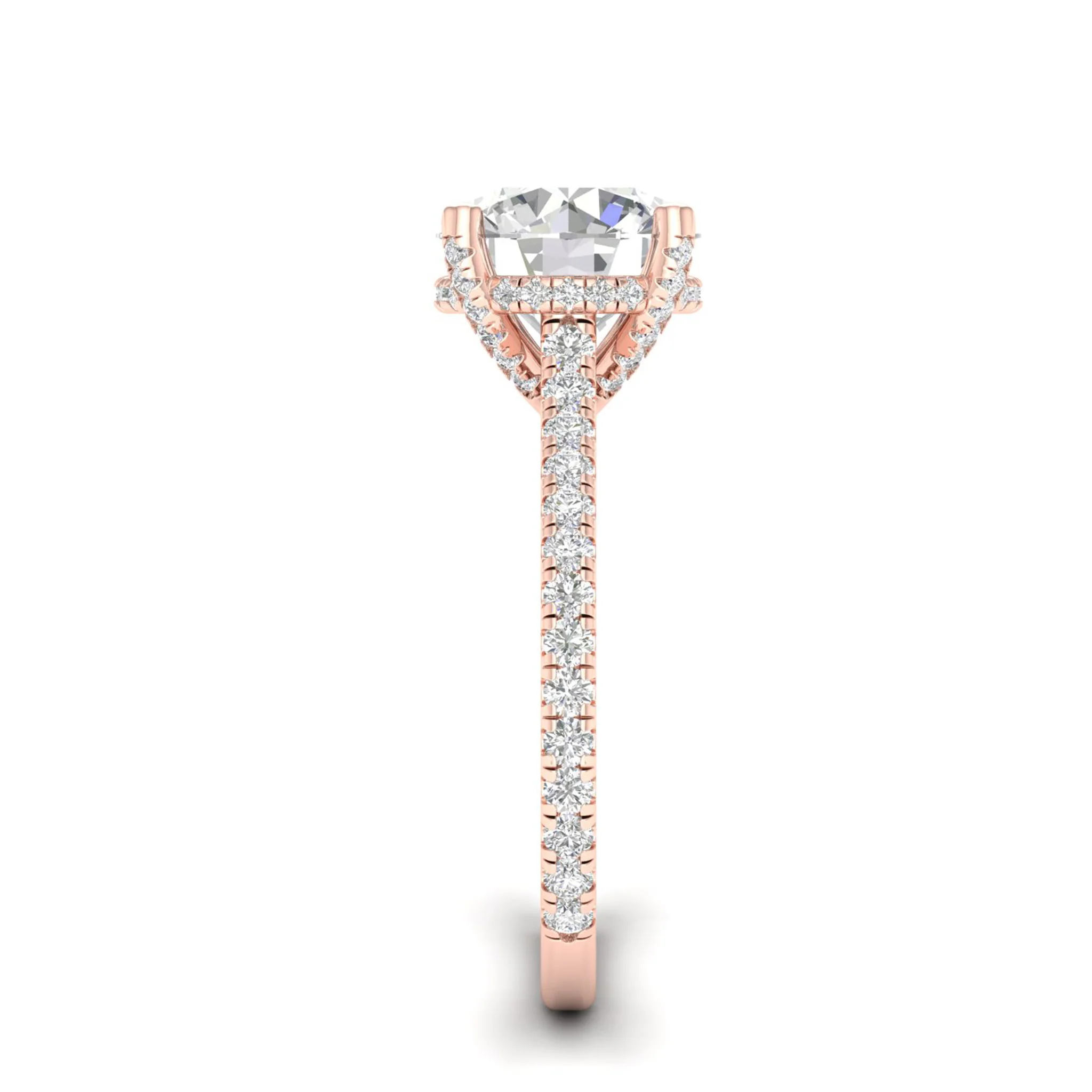3 3/4 ctw Round Accented Hidden Halo Ring - Image 11
