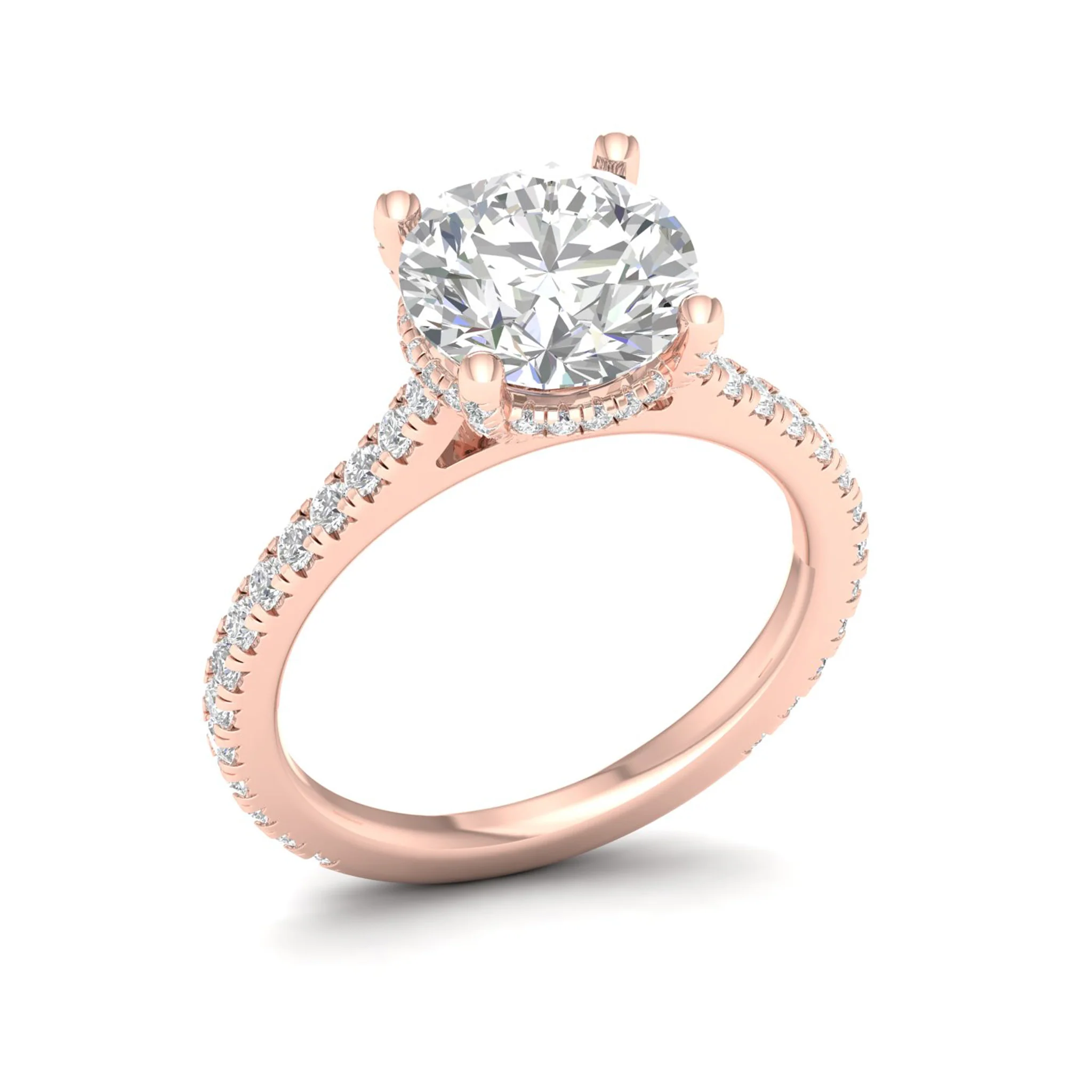 3 3/4 ctw Round Accented Hidden Halo Ring - Image 12