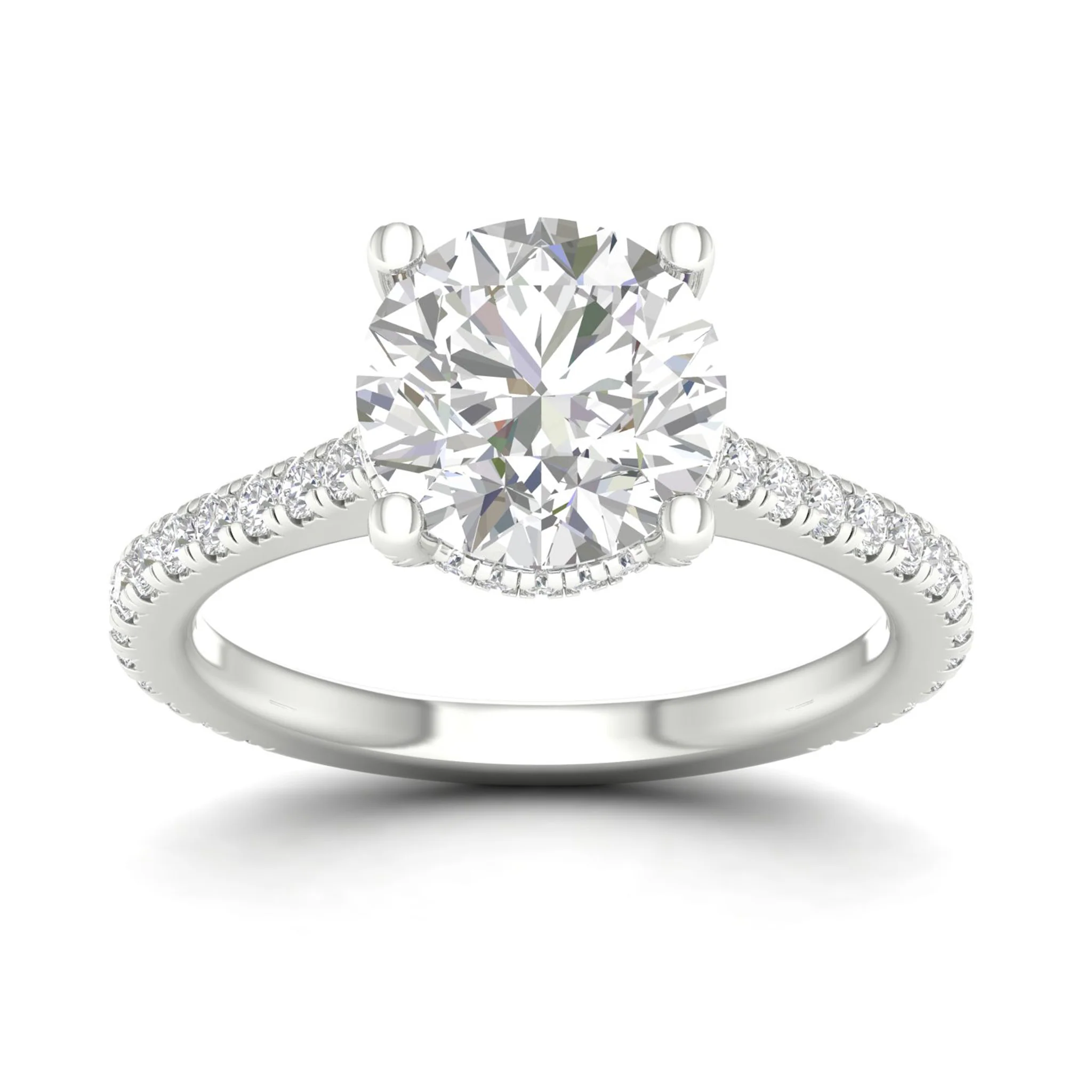 3 3/4 ctw Round Accented Hidden Halo Ring - Image 5
