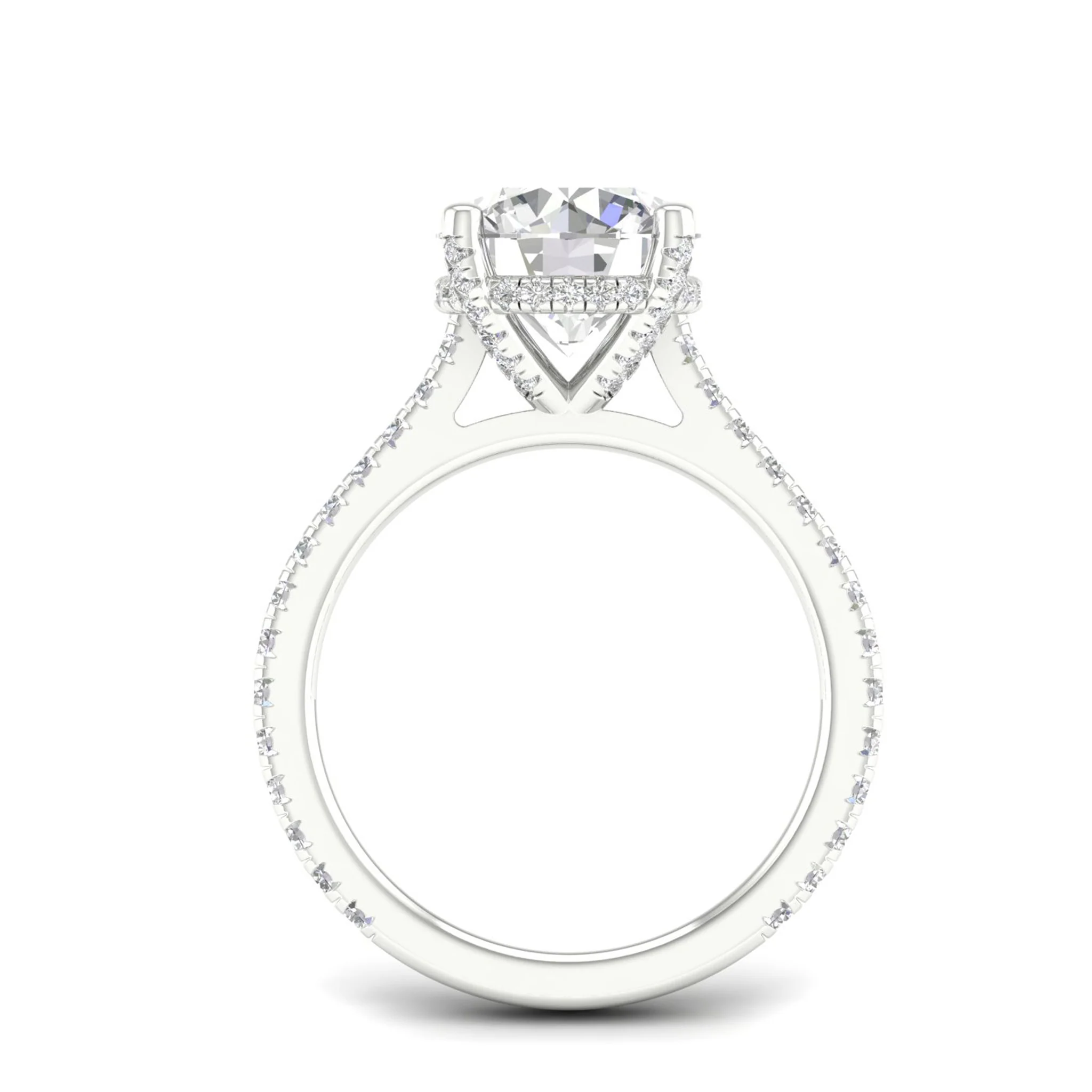 3 3/4 ctw Round Accented Hidden Halo Ring - Image 6