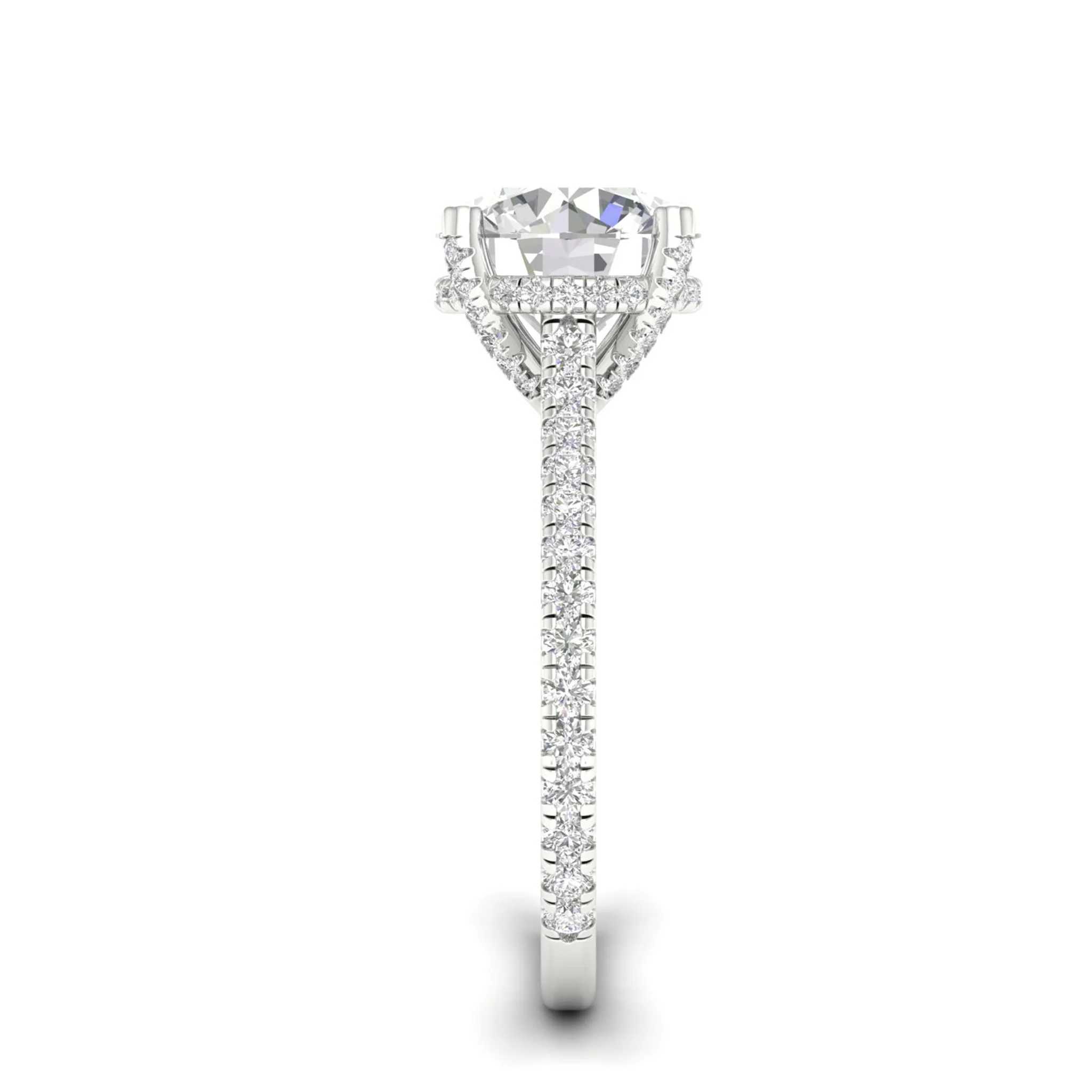 3 3/4 ctw Round Accented Hidden Halo Ring - Image 7