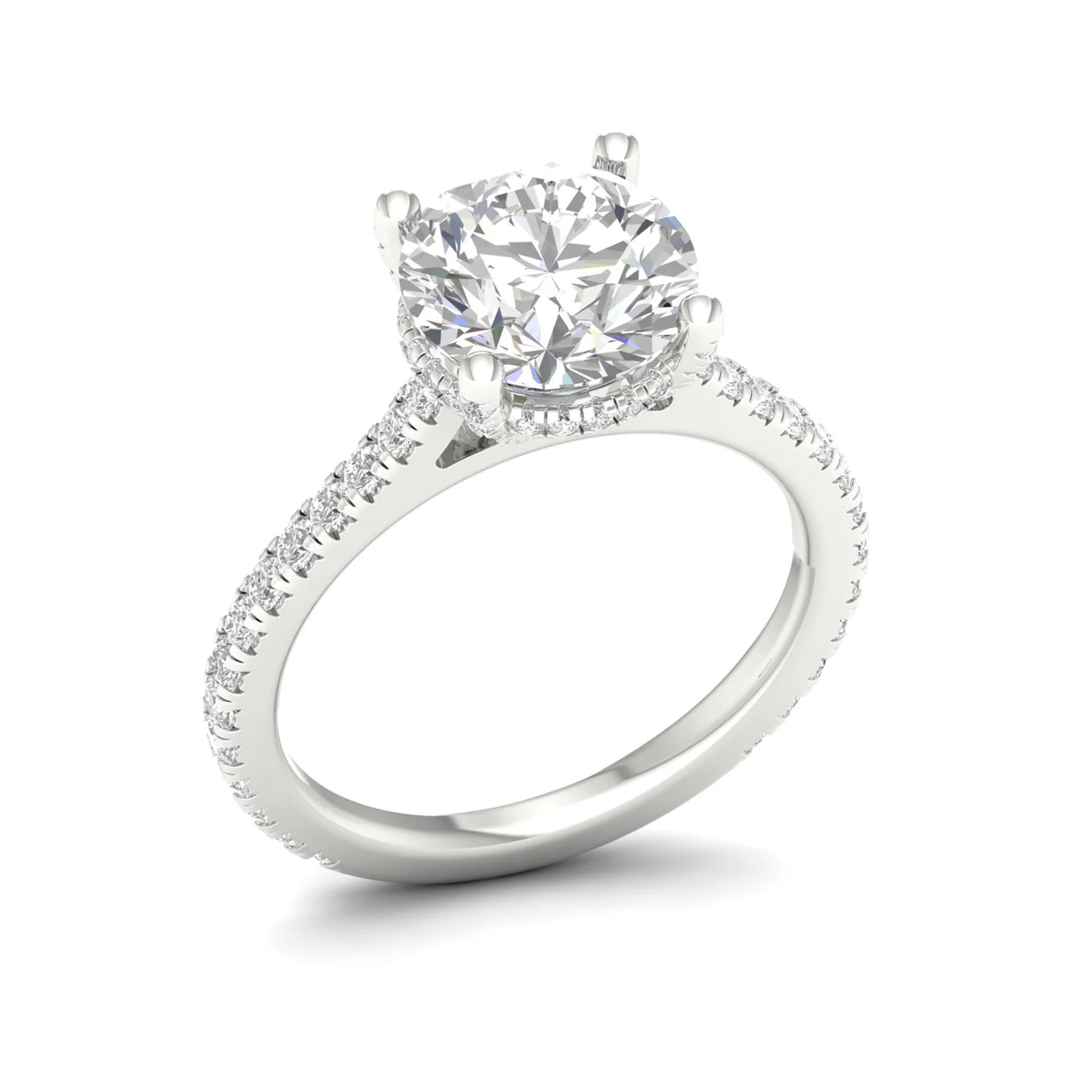 3 3/4 ctw Round Accented Hidden Halo Ring - Image 8