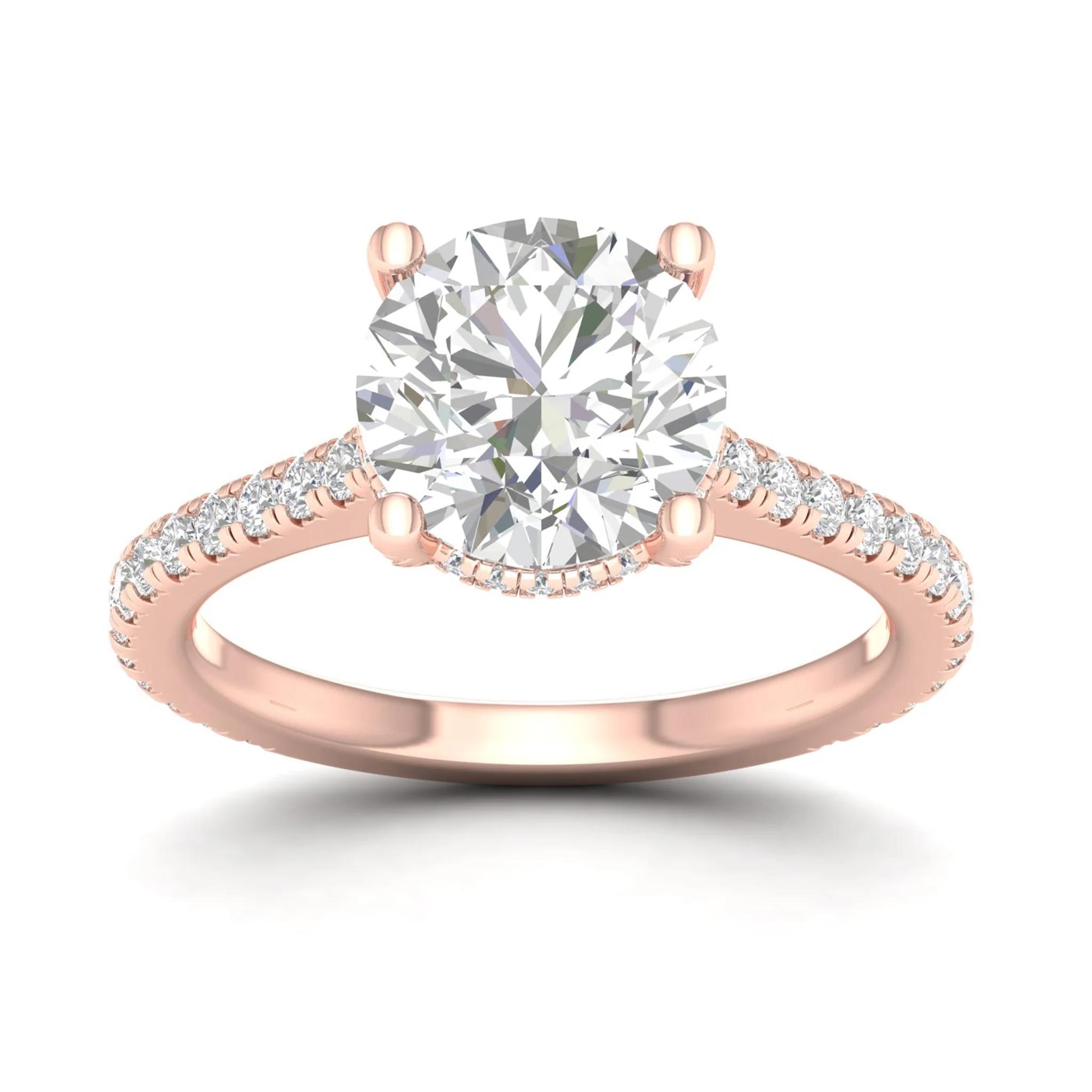 3 3/4 ctw Round Accented Hidden Halo Ring - Image 9